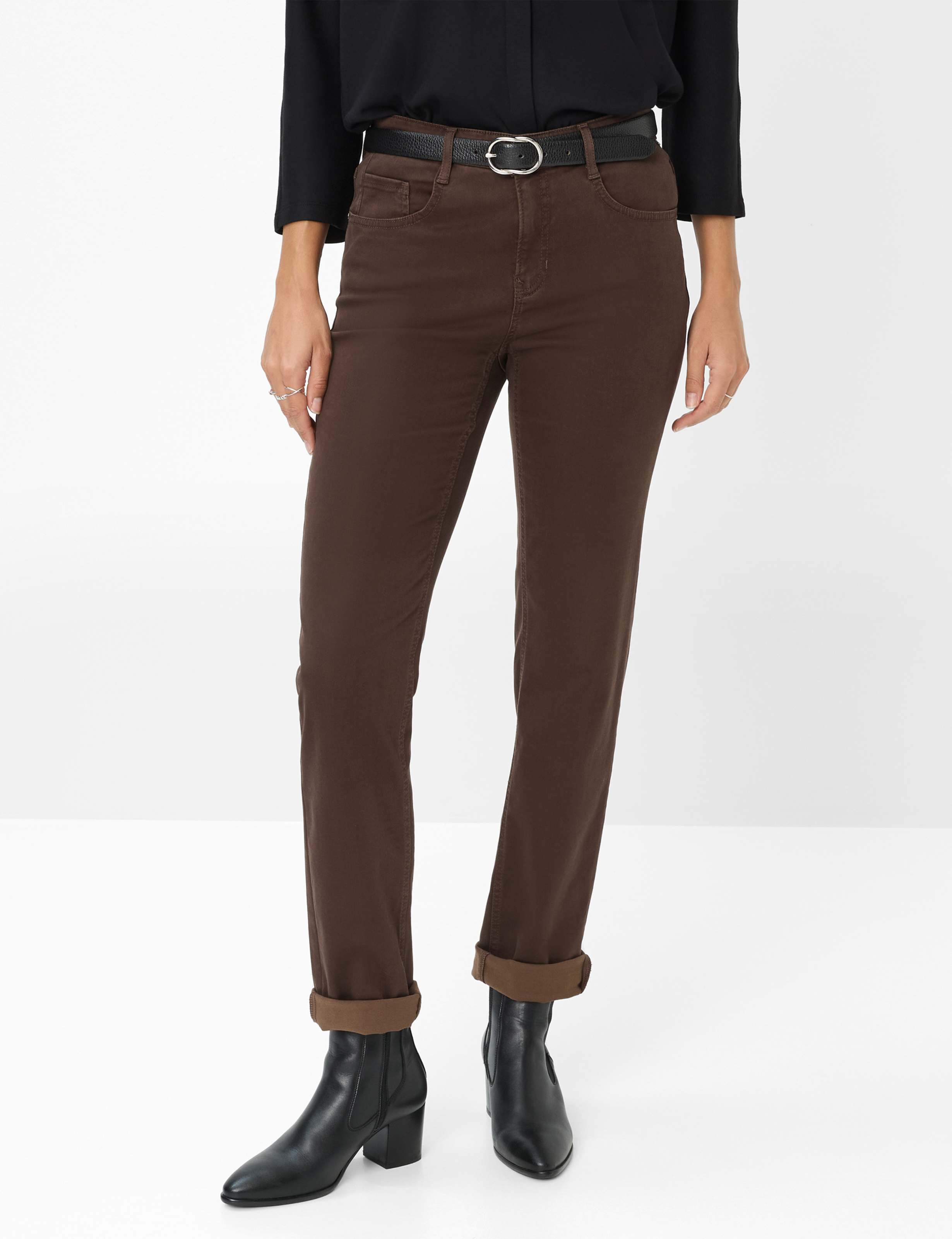 Thumbnail - Brax Damen Five-Pocket-Hose Style CAROLA DARK CHOCOLATE, perma braun, Gr. 38K