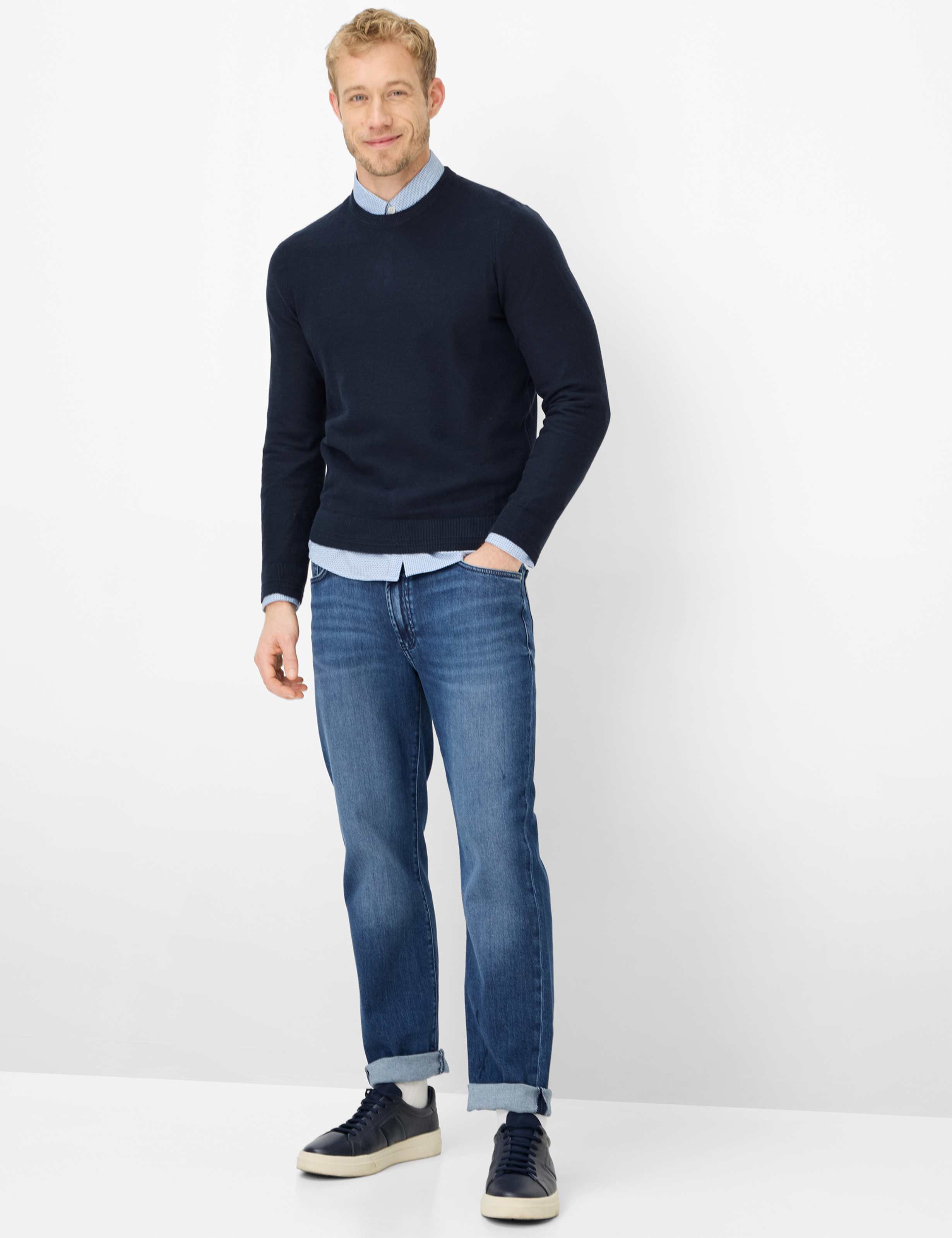 Heren Style CLINT Blauw Straight Fit Model outfit