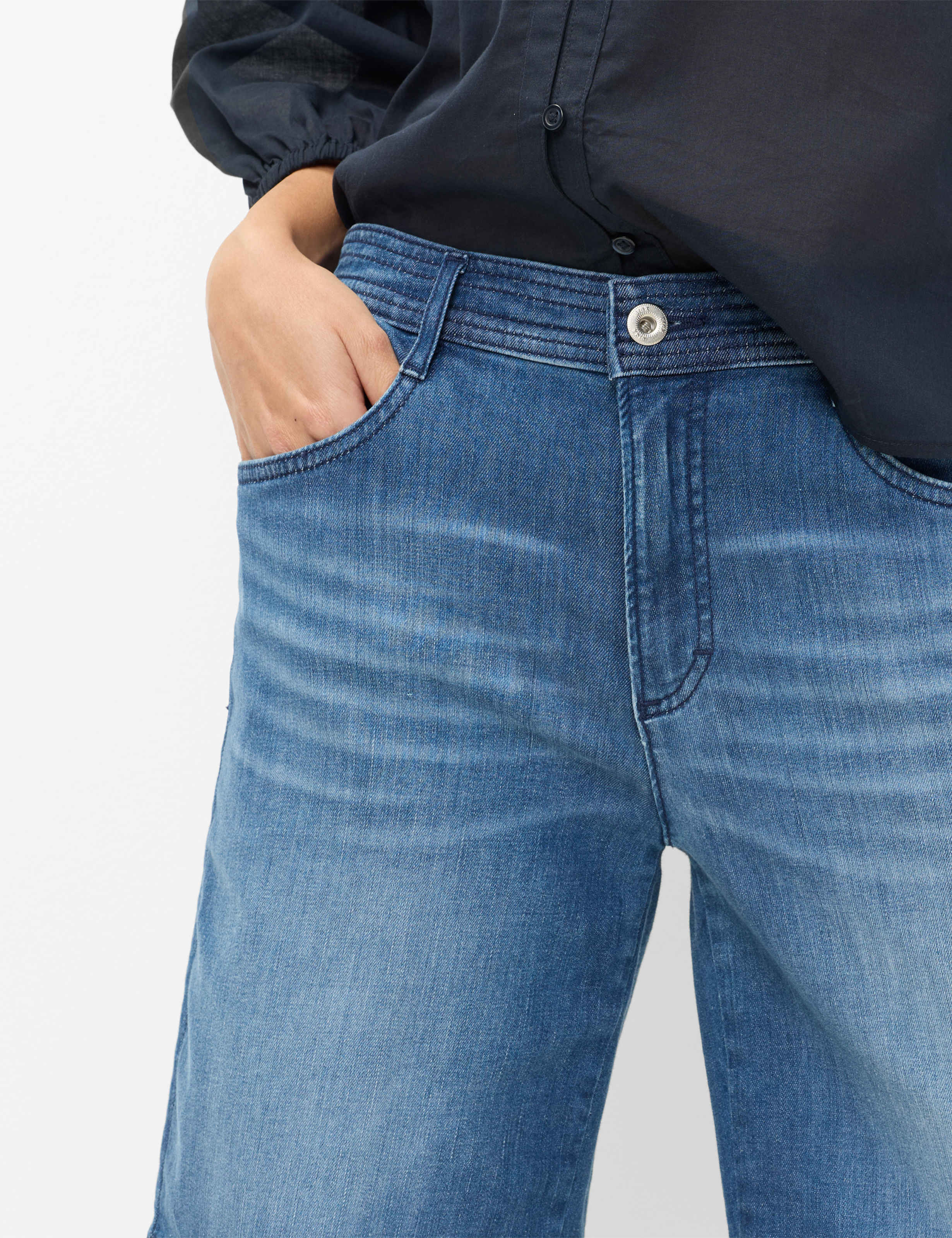 Damen Style MAINE B Denim Blau Regular Wide Leg Detail 2