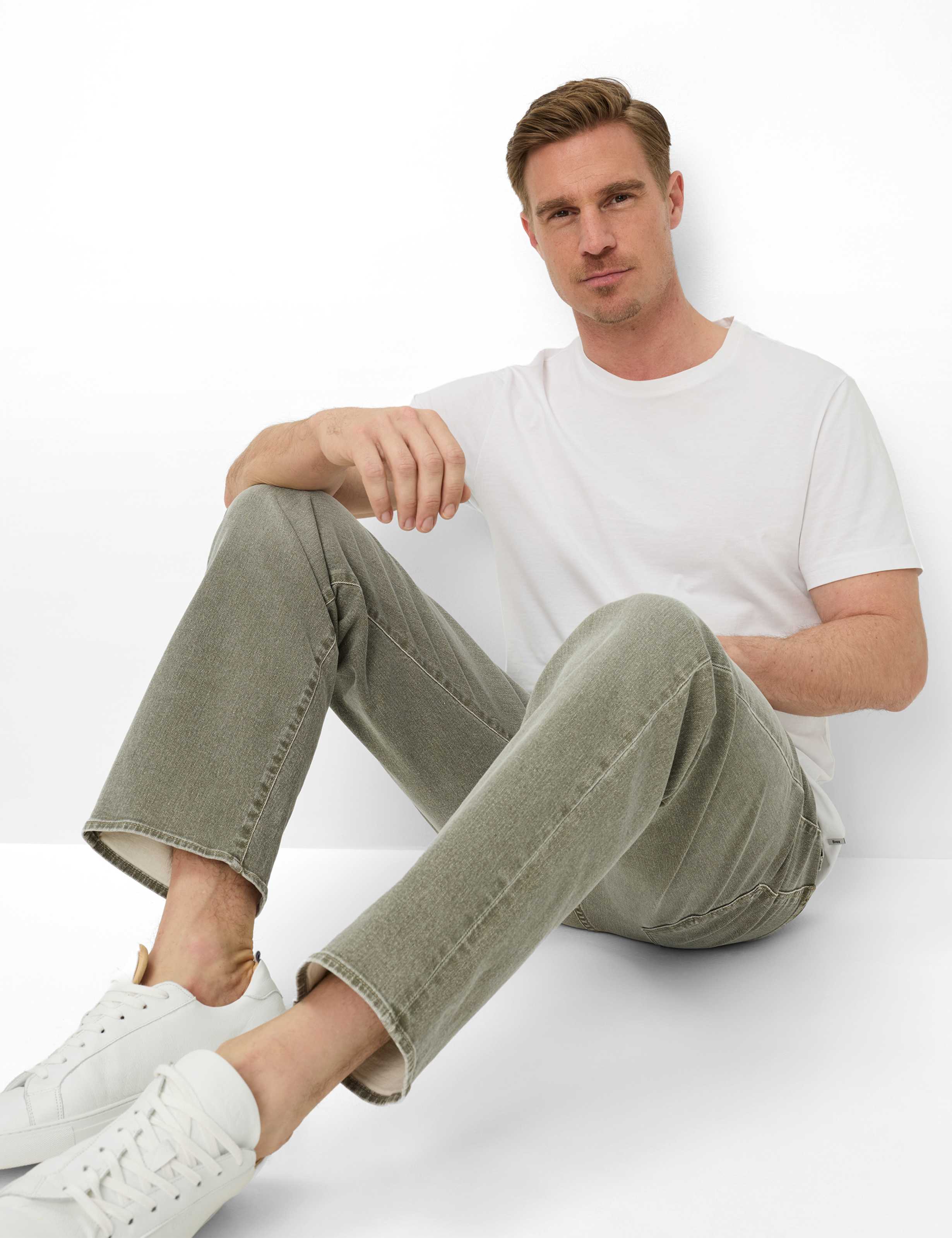 Men Style CLINT Denim Green - Khaki Straight Fit Detail 1