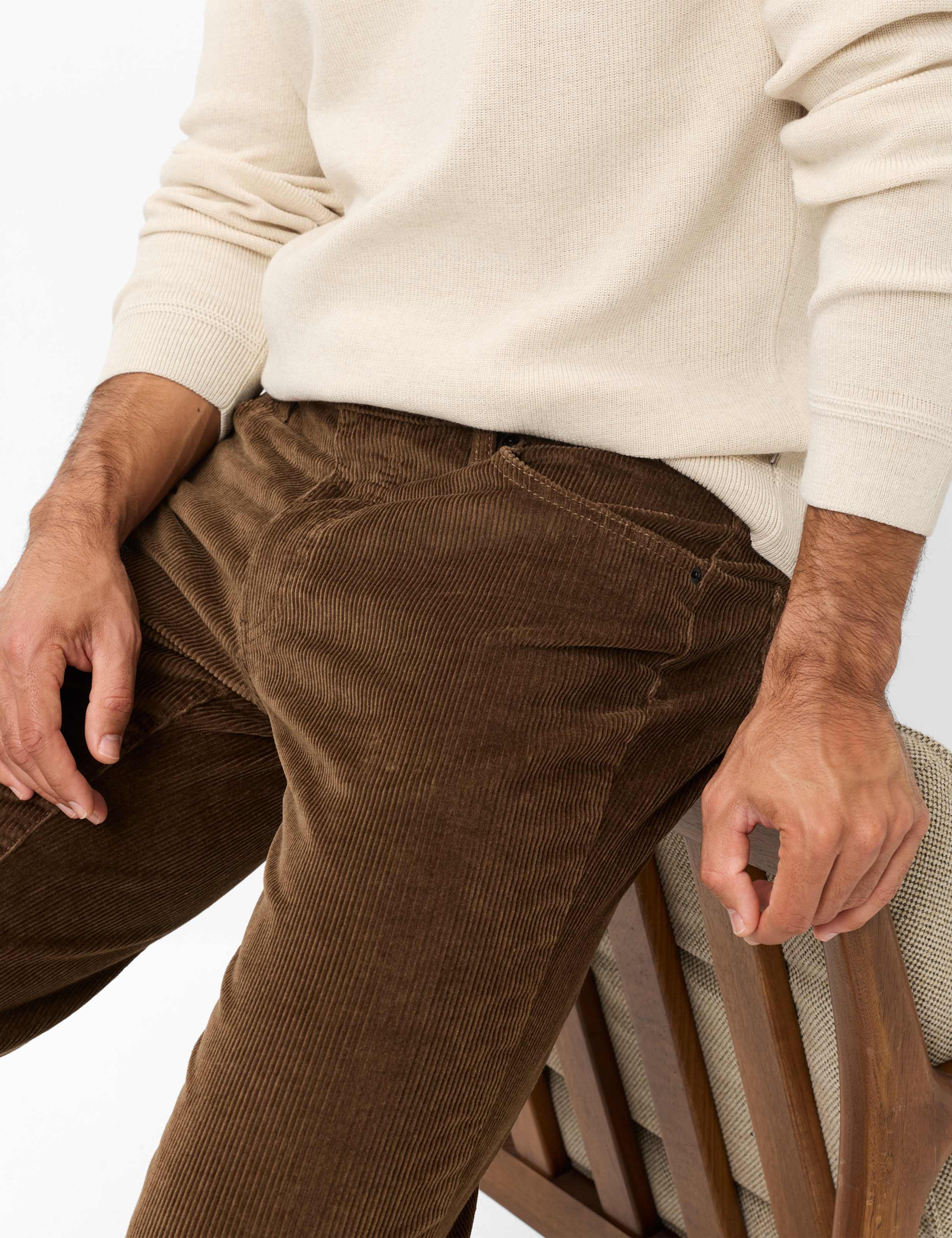 Herre Style CADIZ Brun Straight Fit Detalje 1