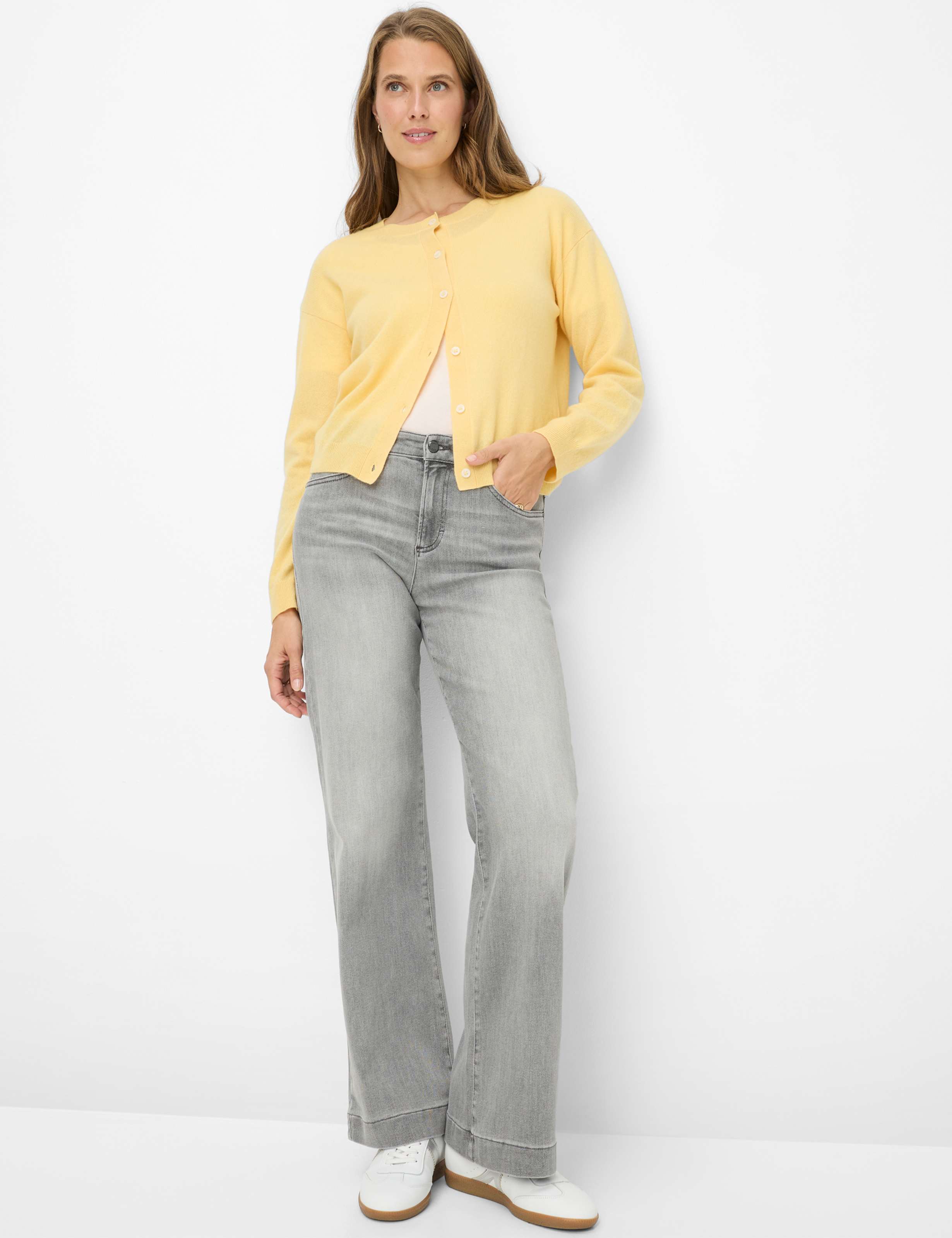 Dames Style MAINE Denim Lichtgrijs Wide Leg Model outfit