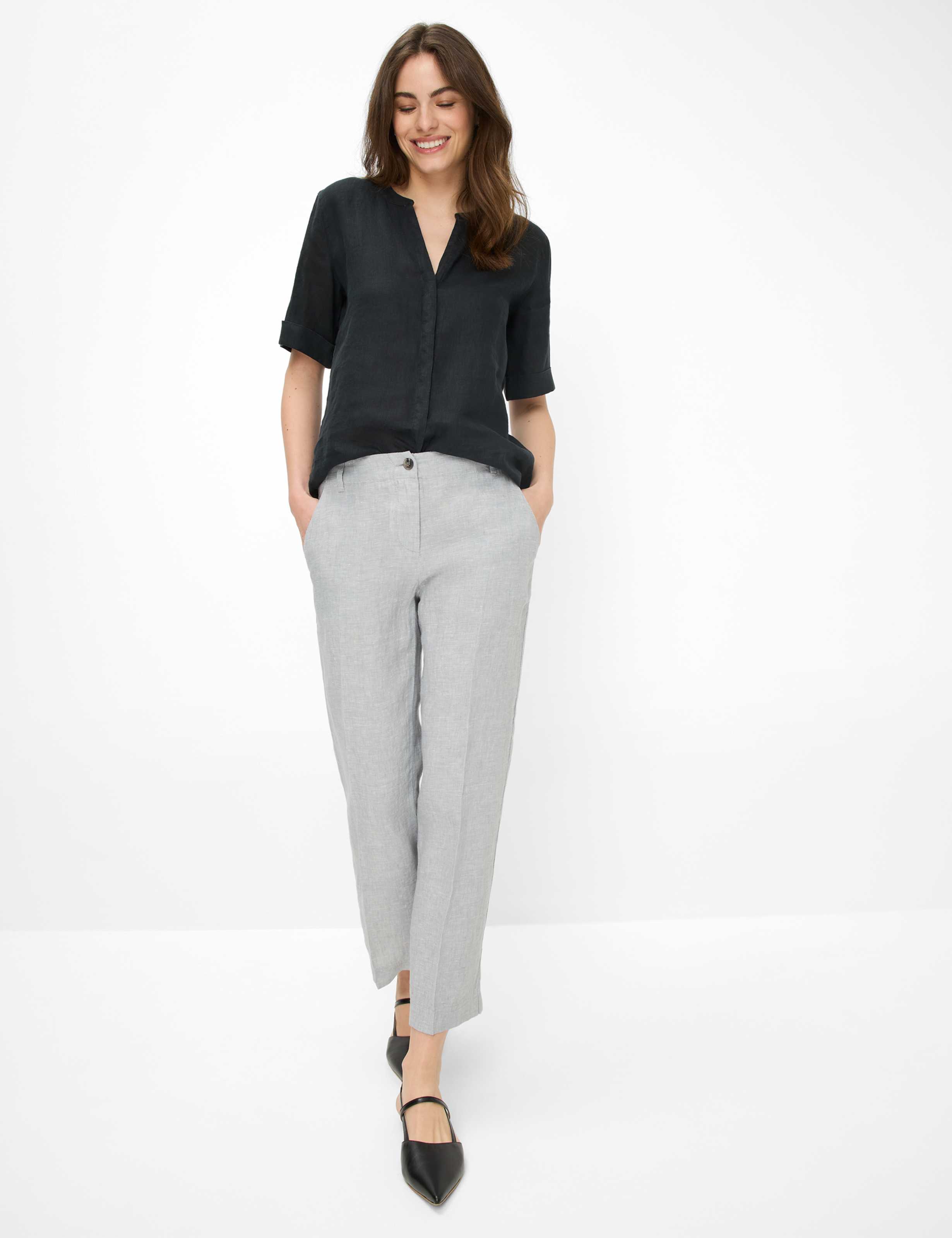 Women Style MAINE S Light Gray Wide Leg Model Outfit
