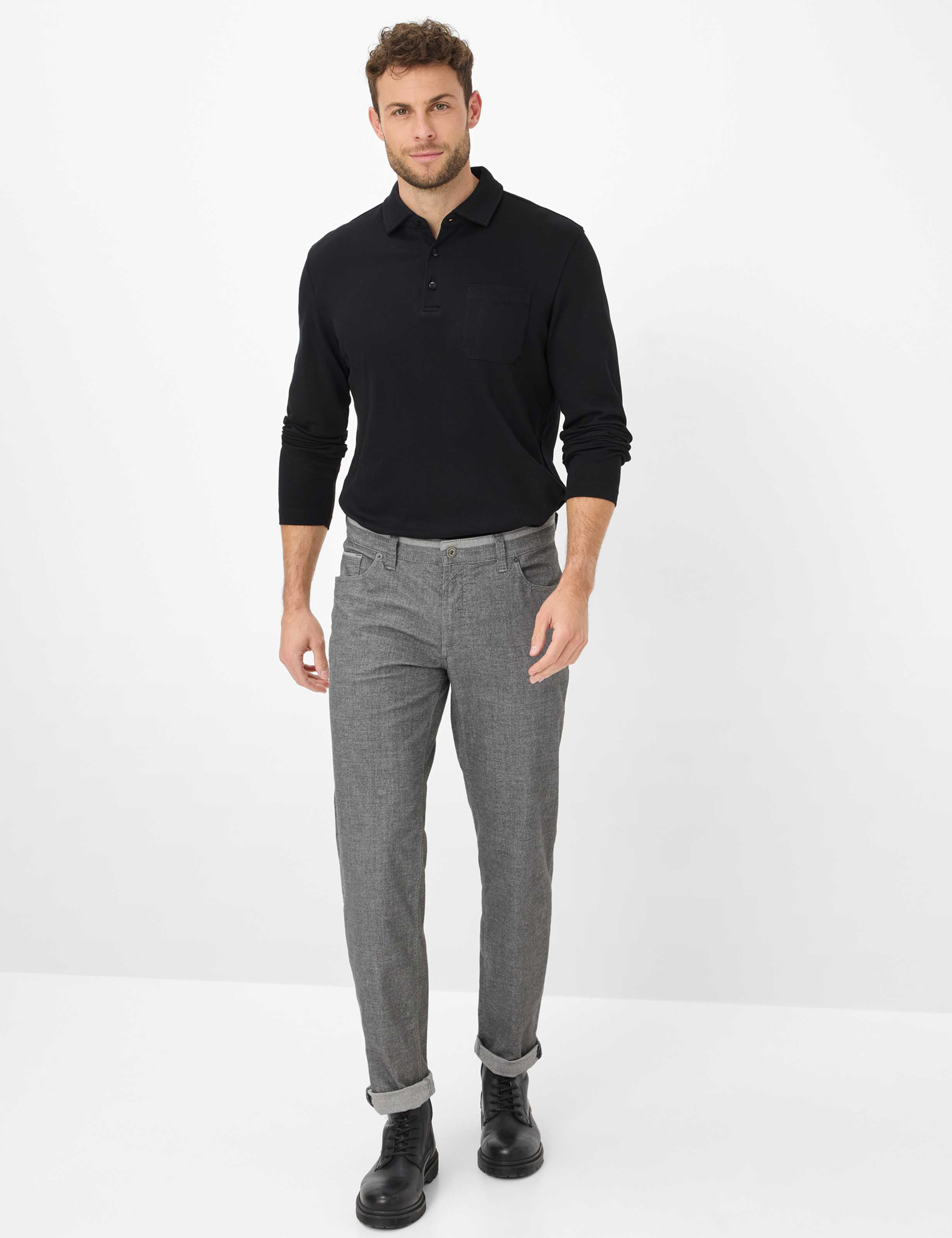 Heren Style LUKE Mediumgrijs Modern Fit Model outfit