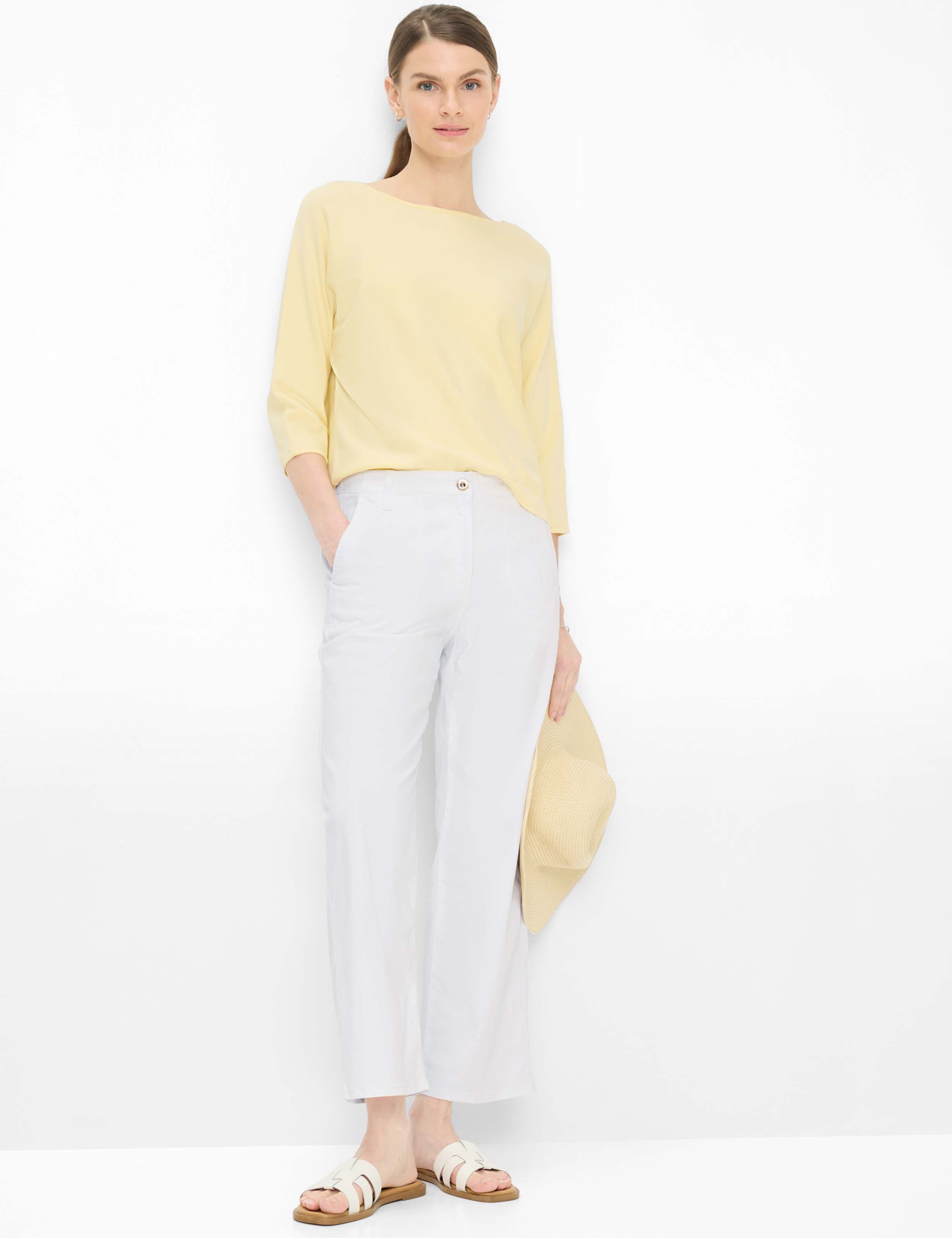 Femme Style MAINE S Denim Blanc Wide Leg Tenue du mannequin