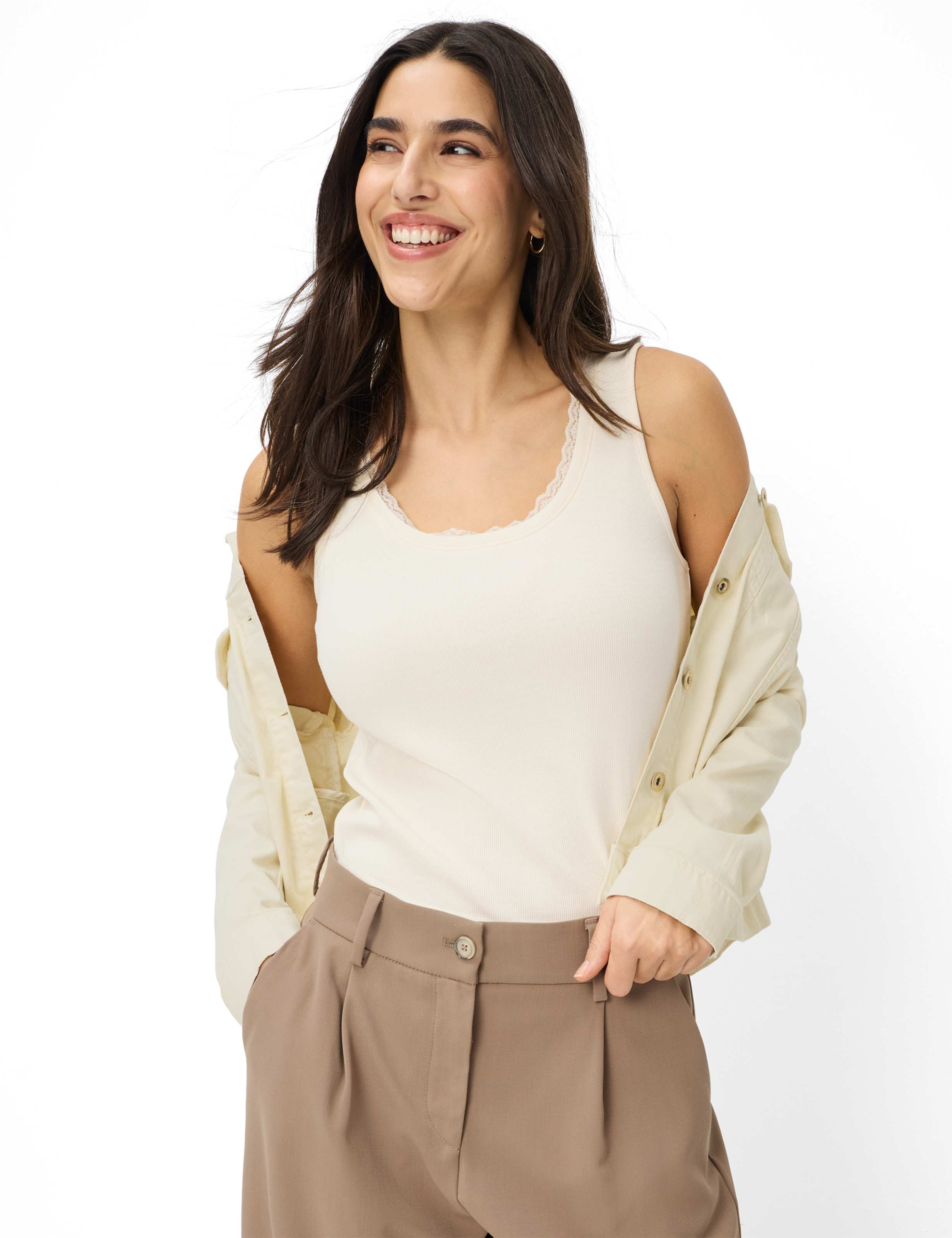 Thumbnail - Brax Damen Tanktop Style IVY soft ecru, cremeweiß, Gr. 42