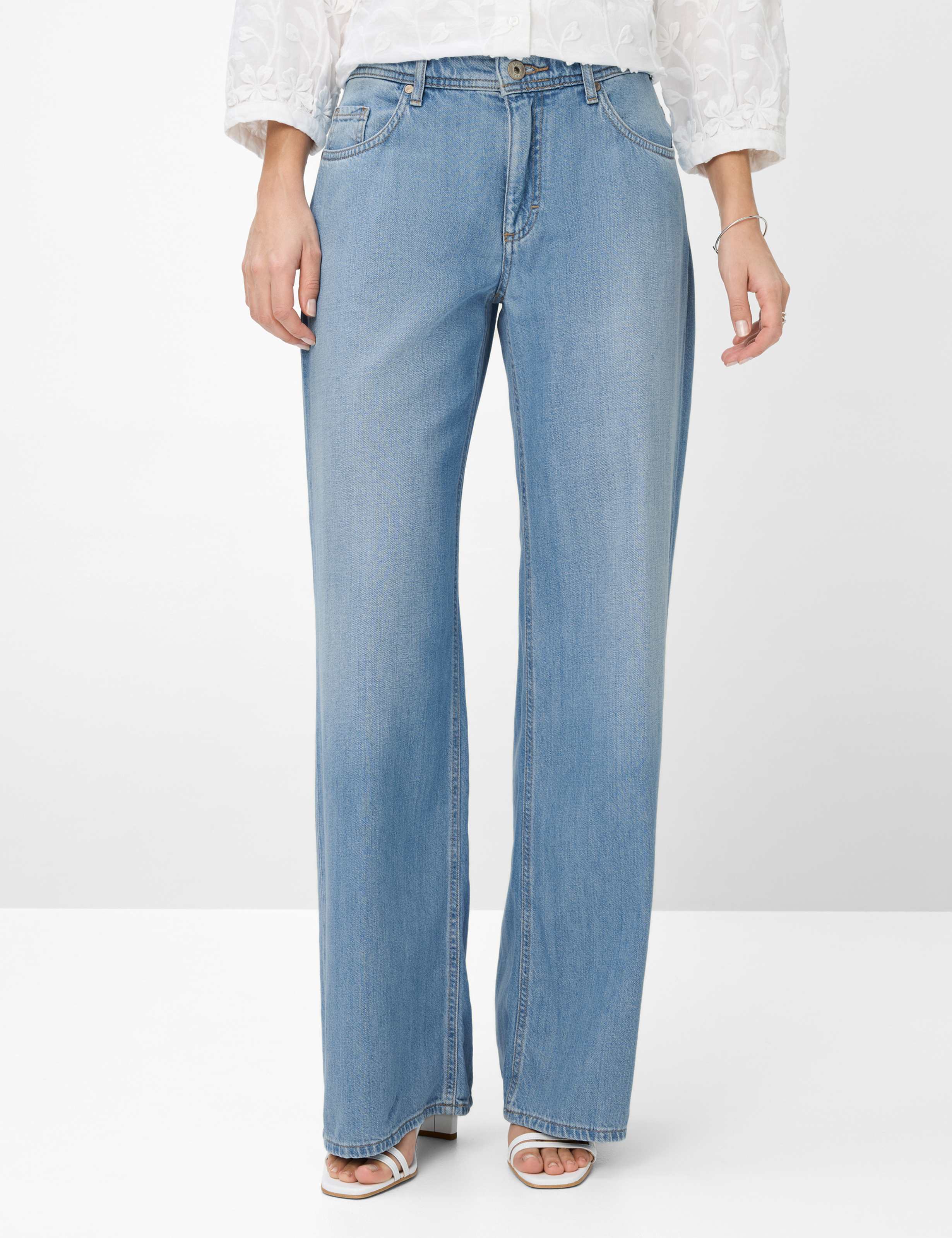 Women Style MORGAN Denim Blue Wide Leg Detail 1