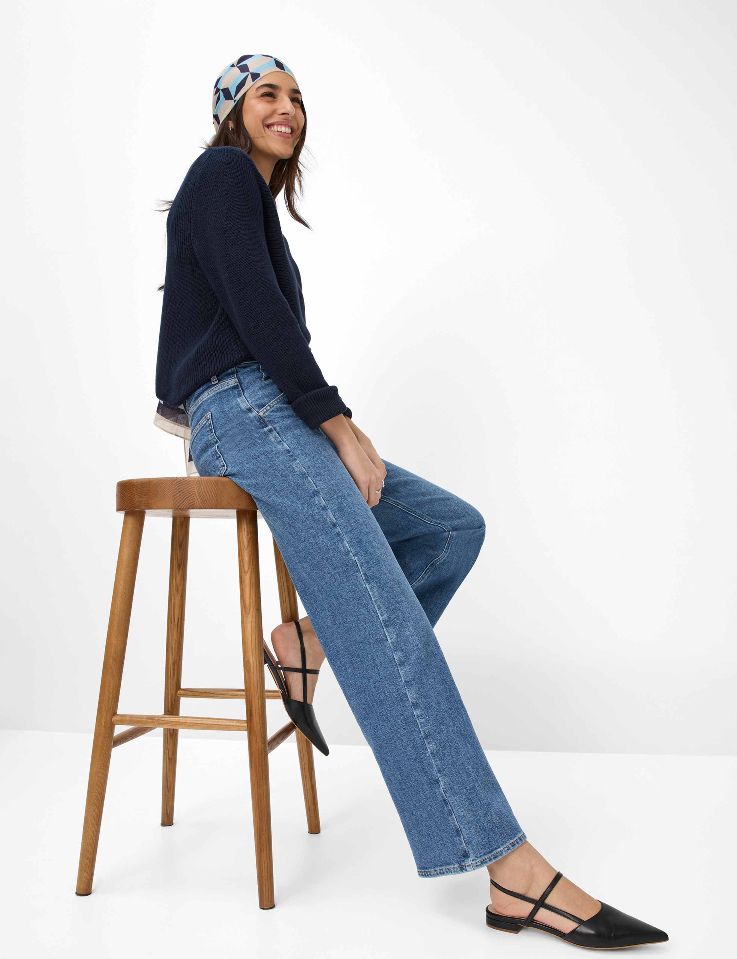 Damen Style MAINE Denim Blau Wide Leg Detail 1