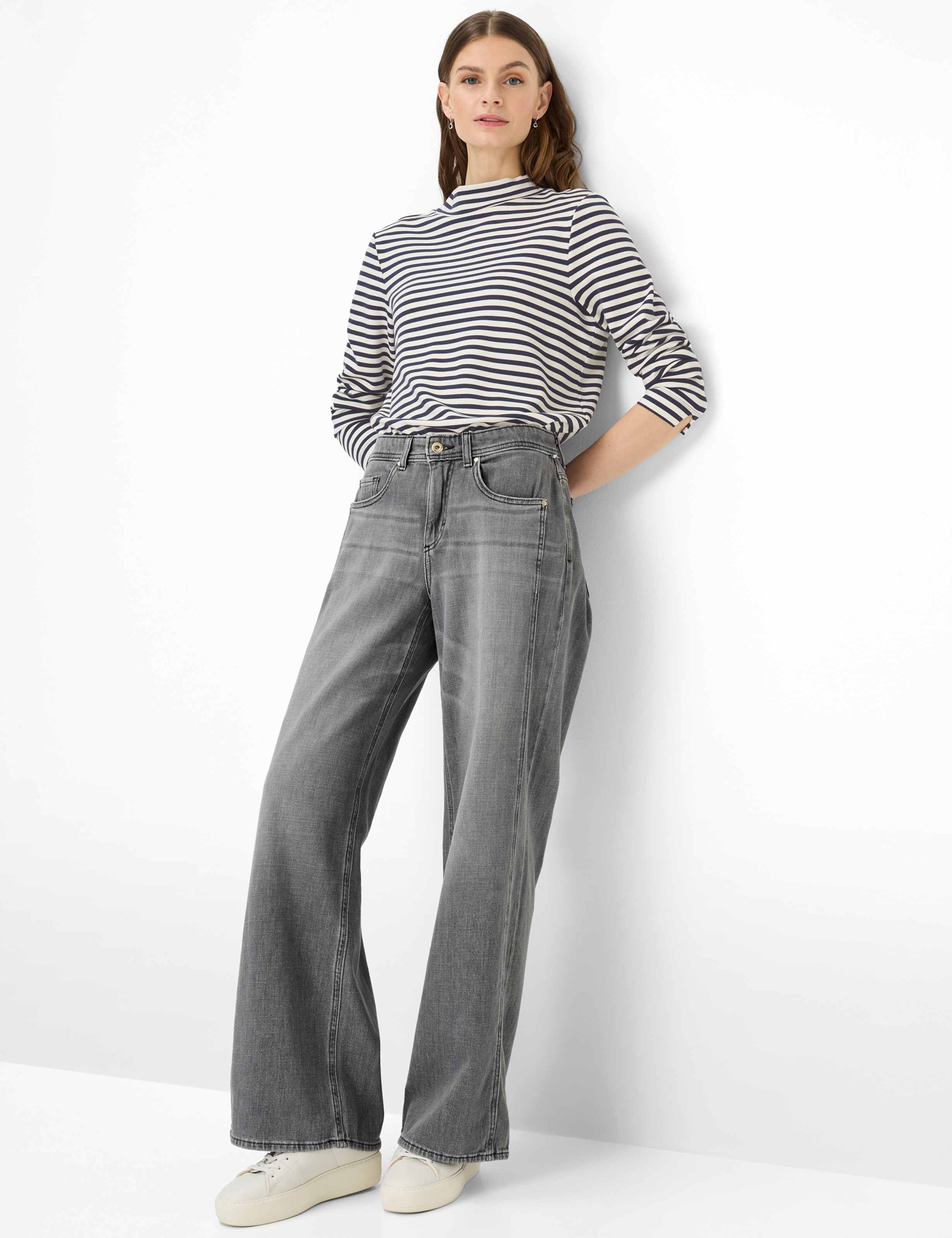 Femme Style MORGAN Denim Gris Clair Wide Leg Tenue du mannequin