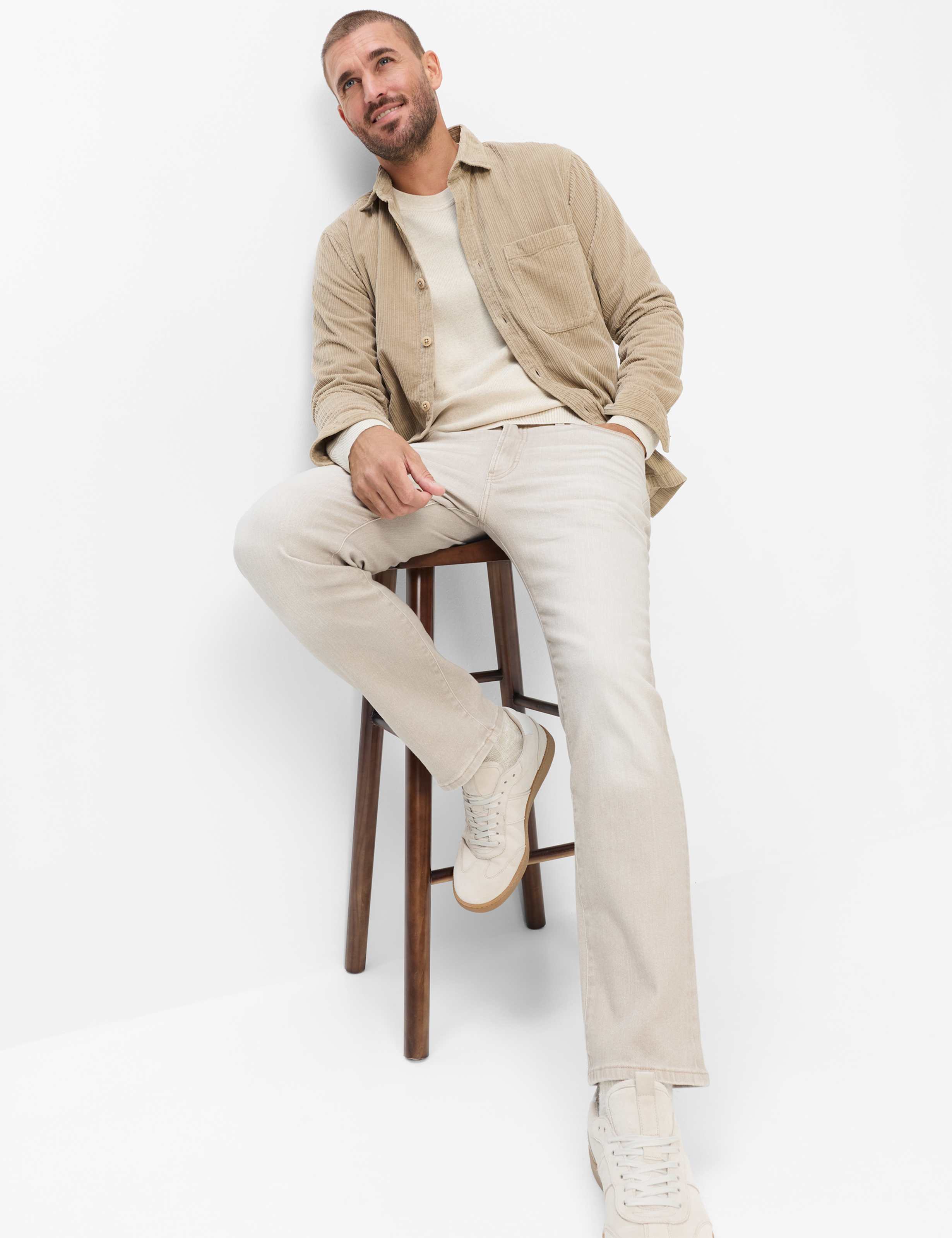 Herren Style CLINT Denim Beige Relaxed Fit Detail 1