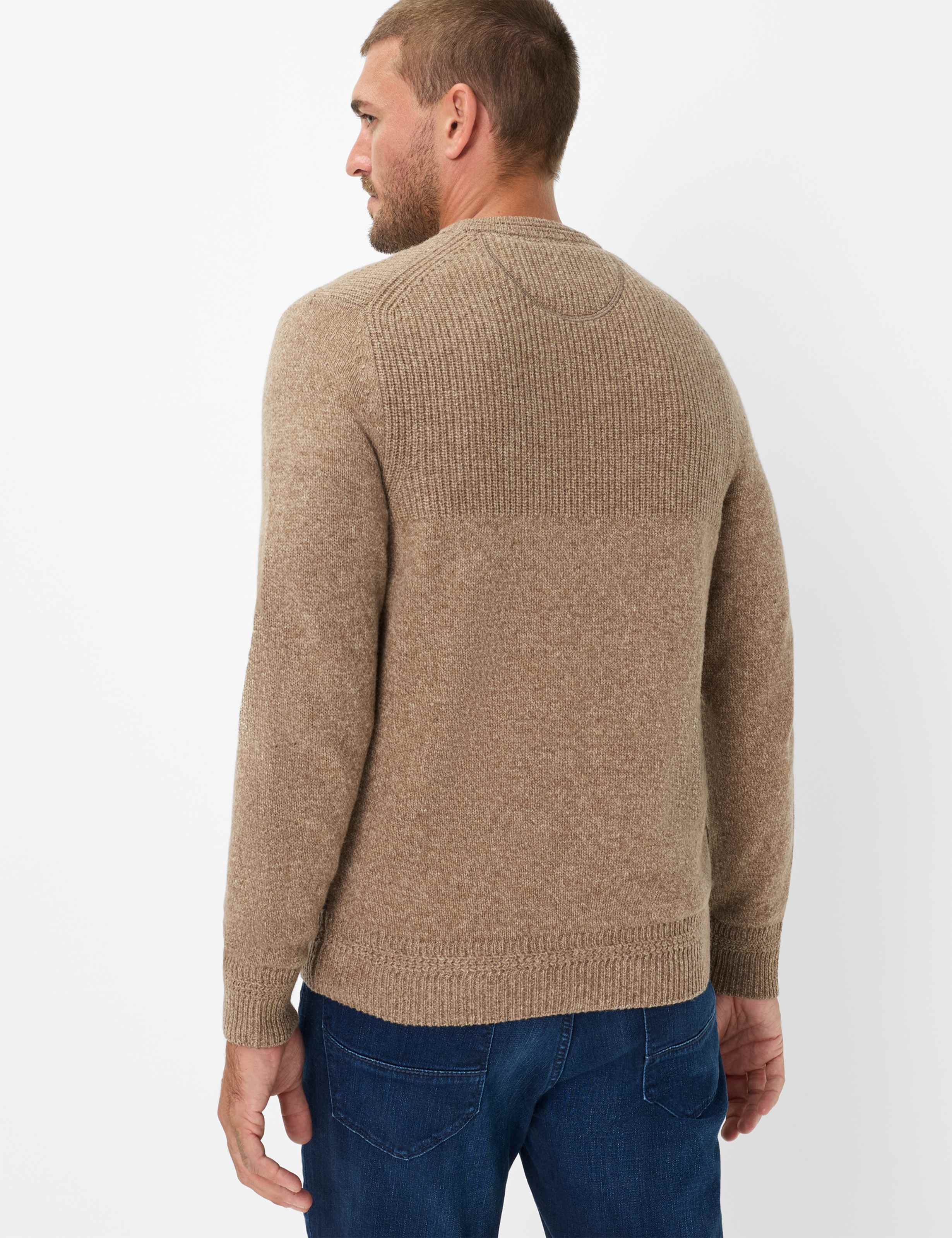 Thumbnail - Brax Herren Strickpullover Style RICK ivory, hellbraun, Gr. XL
