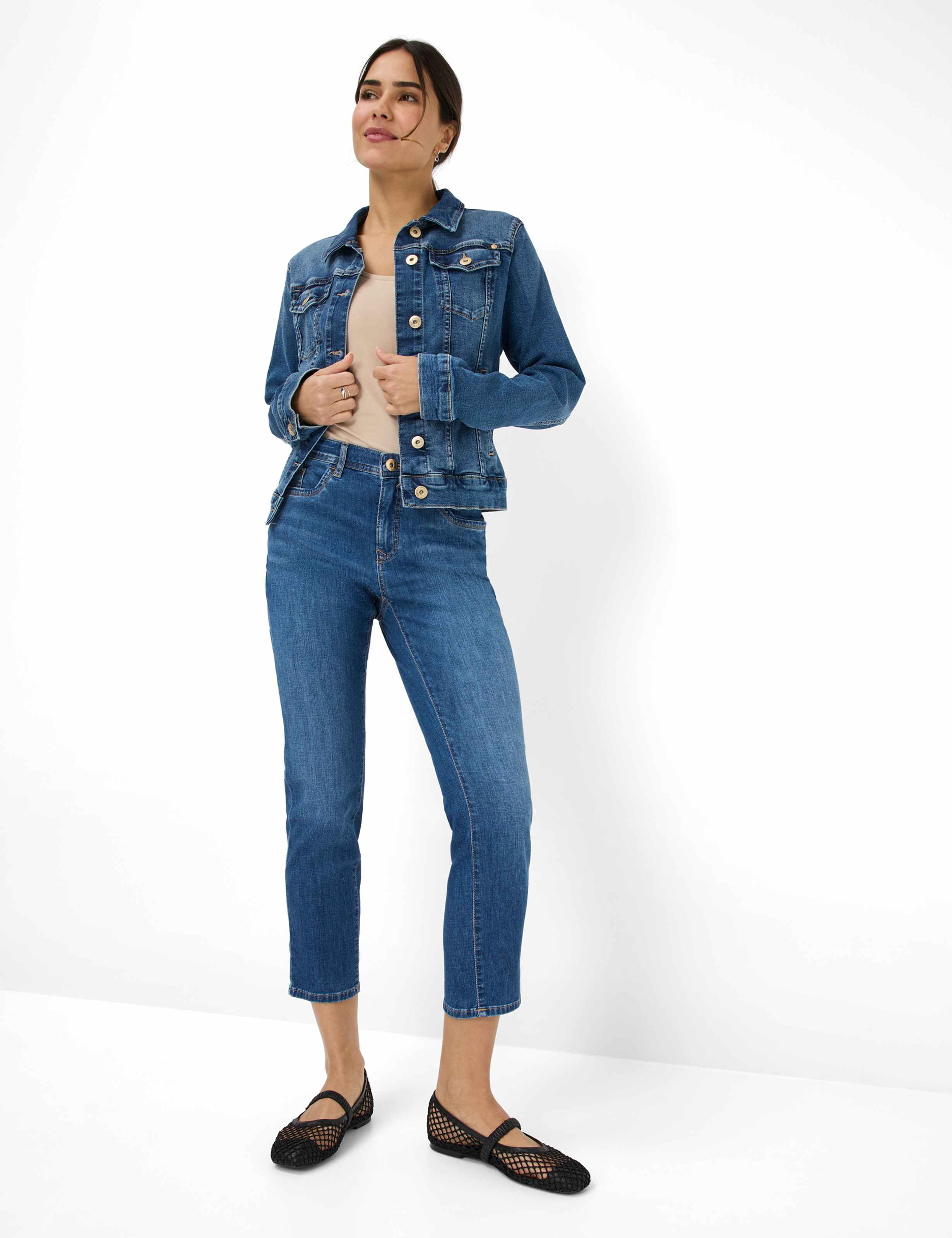 Damen Style MARY S Denim Blau Regular Fit Model Outfit