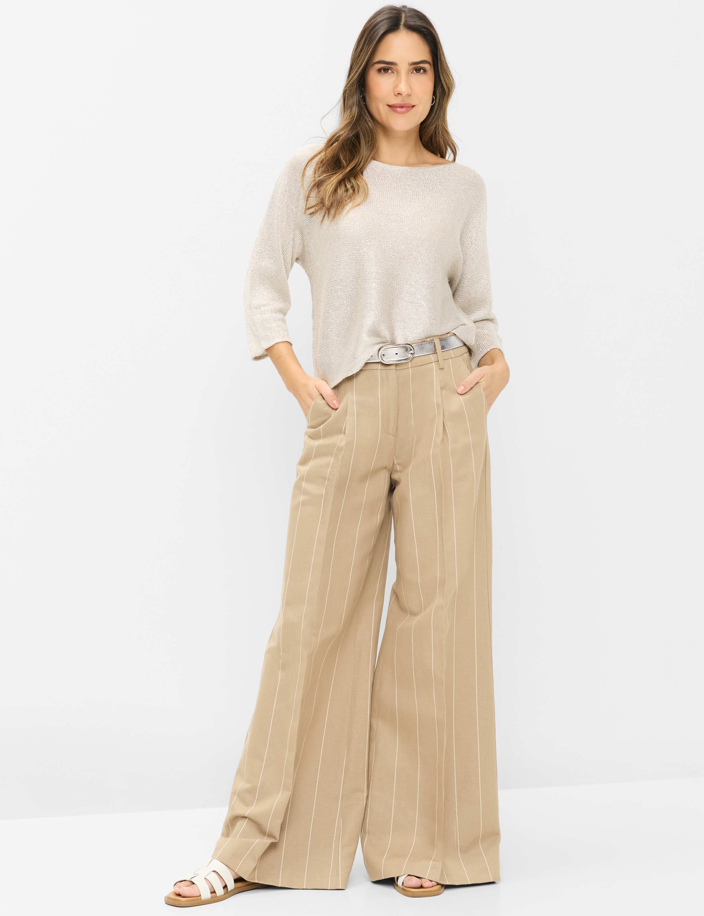 Femme Style MARLENE Marron Wide Leg Tenue du mannequin