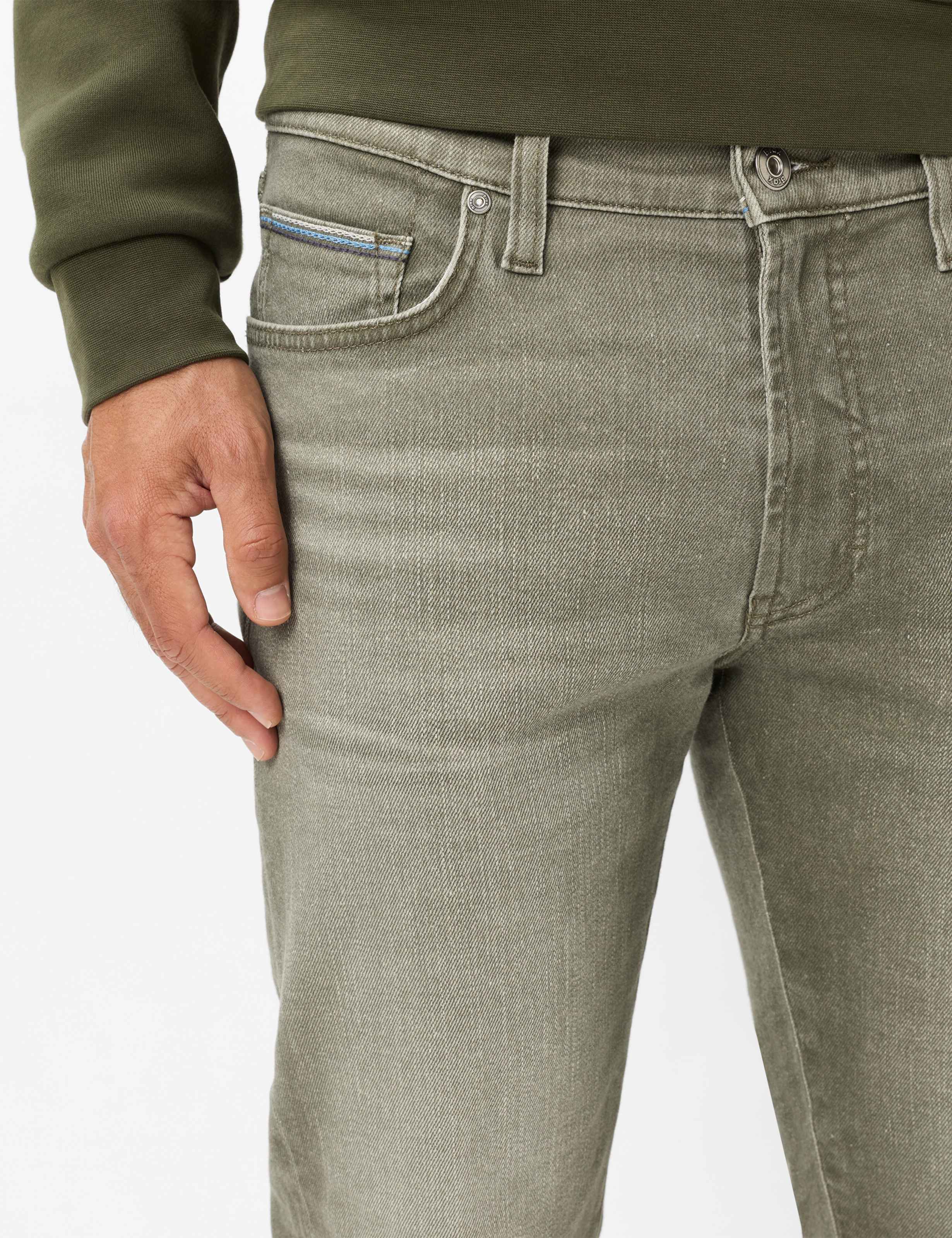 Heren Style CLINT Denim Groen - Olijf Relaxed Fit Detail 2