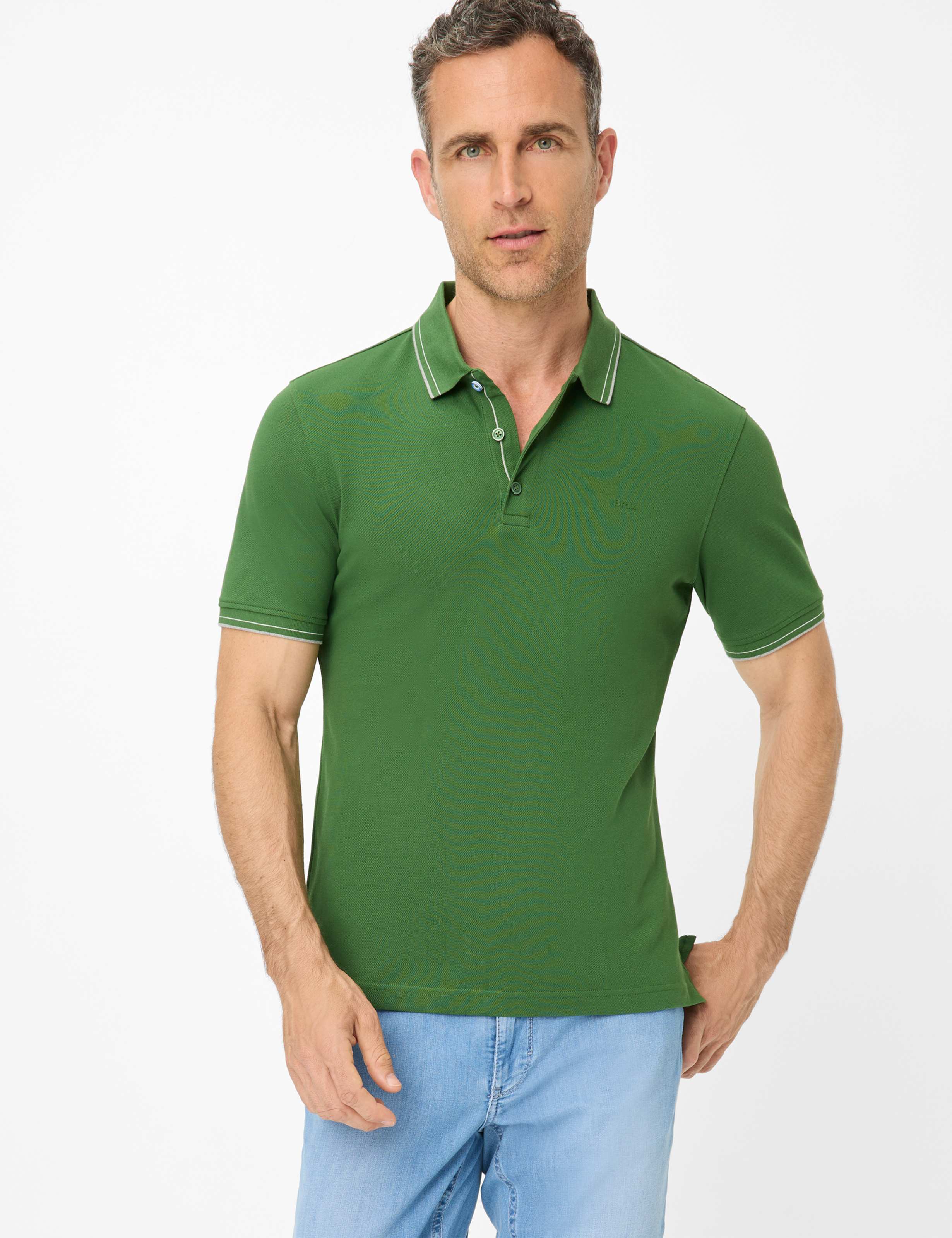 Thumbnail - Brax Herren Polo Style PETE leaf, perma grün, Gr. M