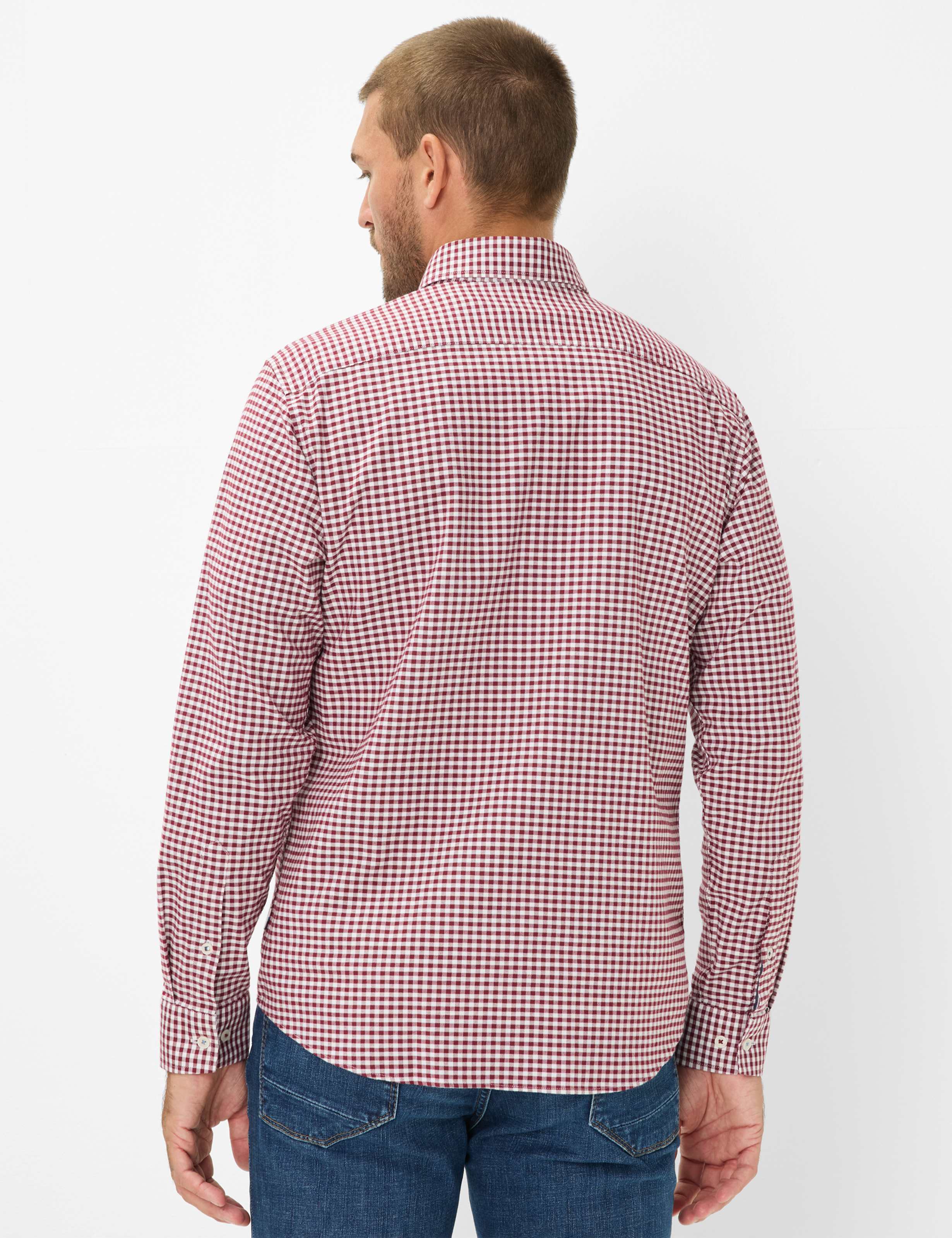 Thumbnail - Brax Herren Hemd Style DANIEL velvet, dunkelrot, Gr. M