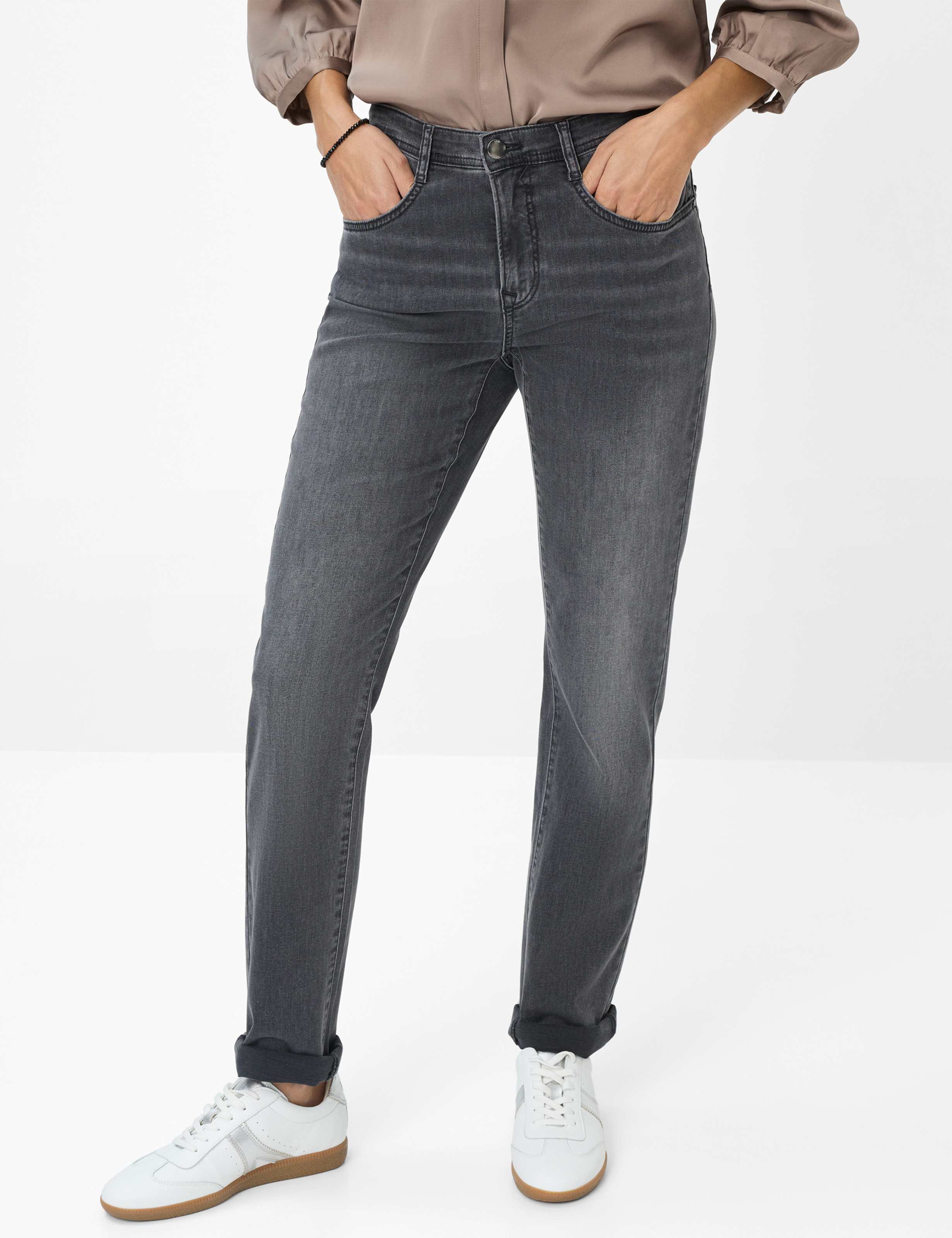 Thumbnail - Brax Damen Five-Pocket-Hose Style MARY USED DARK GREY, denim dunkelgrau, Gr. 36