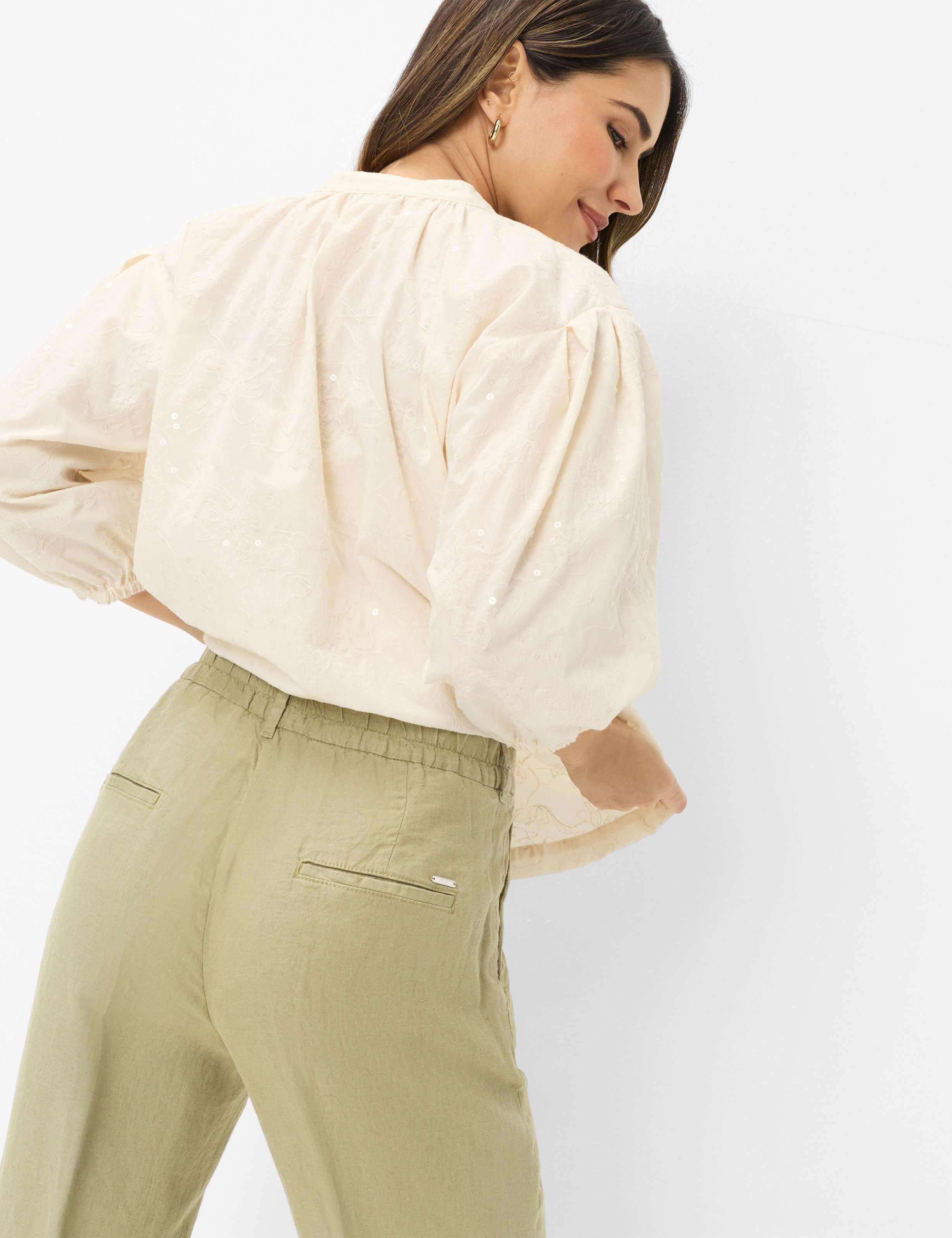Women Style MAINE Green - Khaki Wide Leg Detail 1