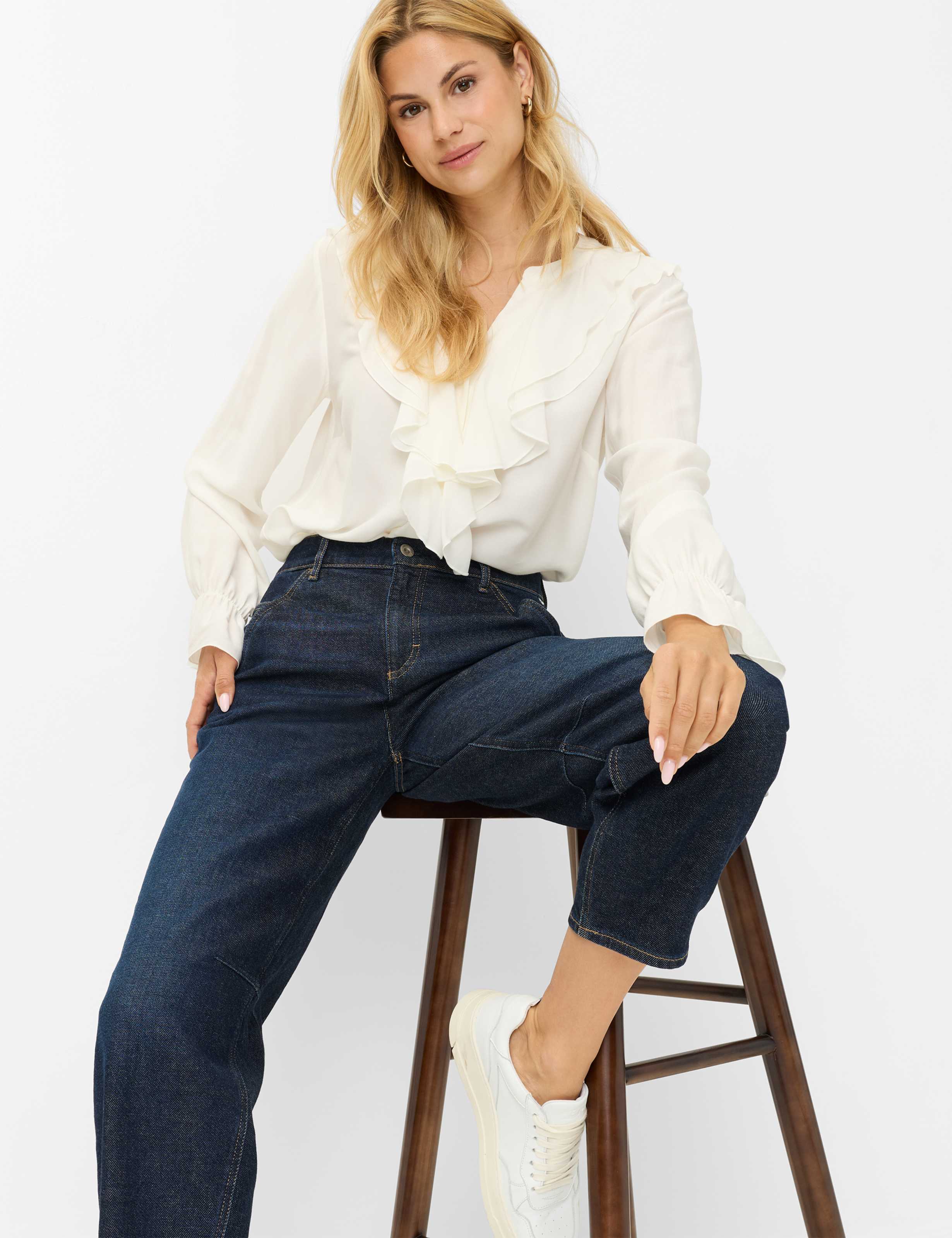 Femme Style MEGAN S Denim Bleu Foncé Barrel Fit Détail 1