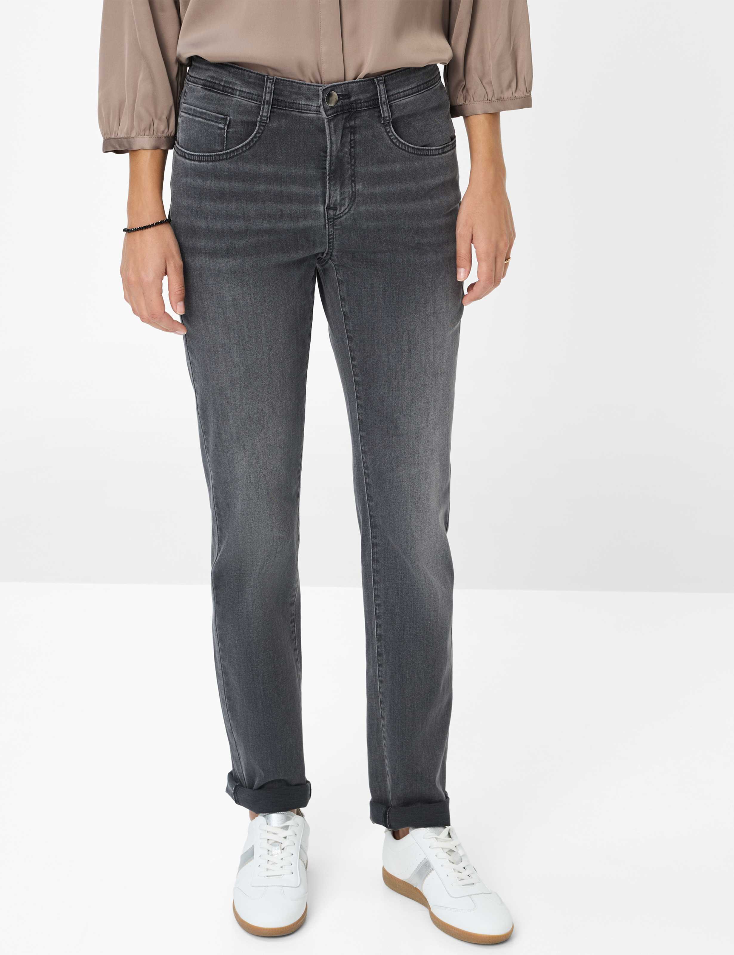 Thumbnail - Brax Damen Five-Pocket-Hose Style CAROLA USED DARK GREY, denim dunkelgrau, Gr. 38L