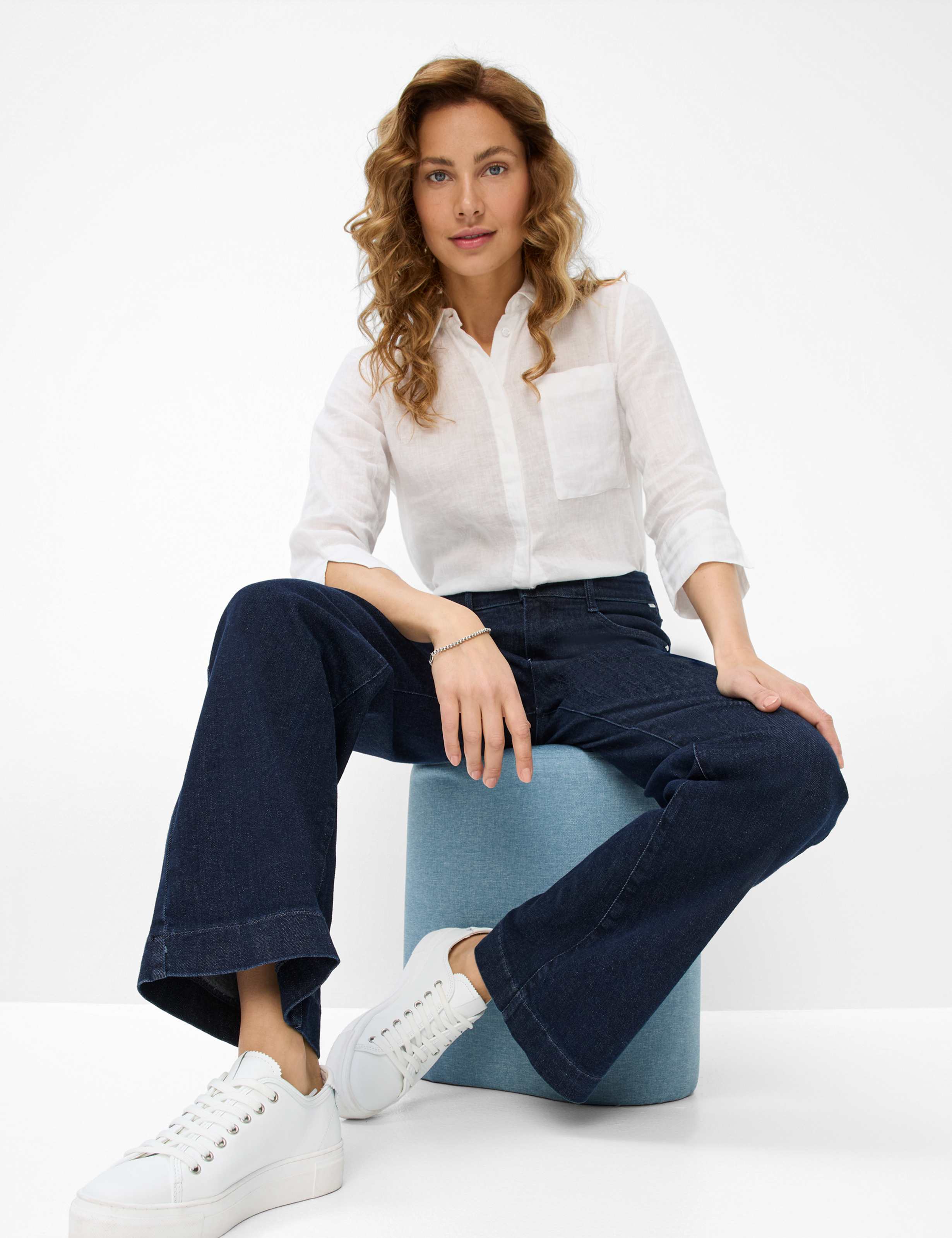 Women Style MAINE Denim Dark Blue Wide Leg Detail 1