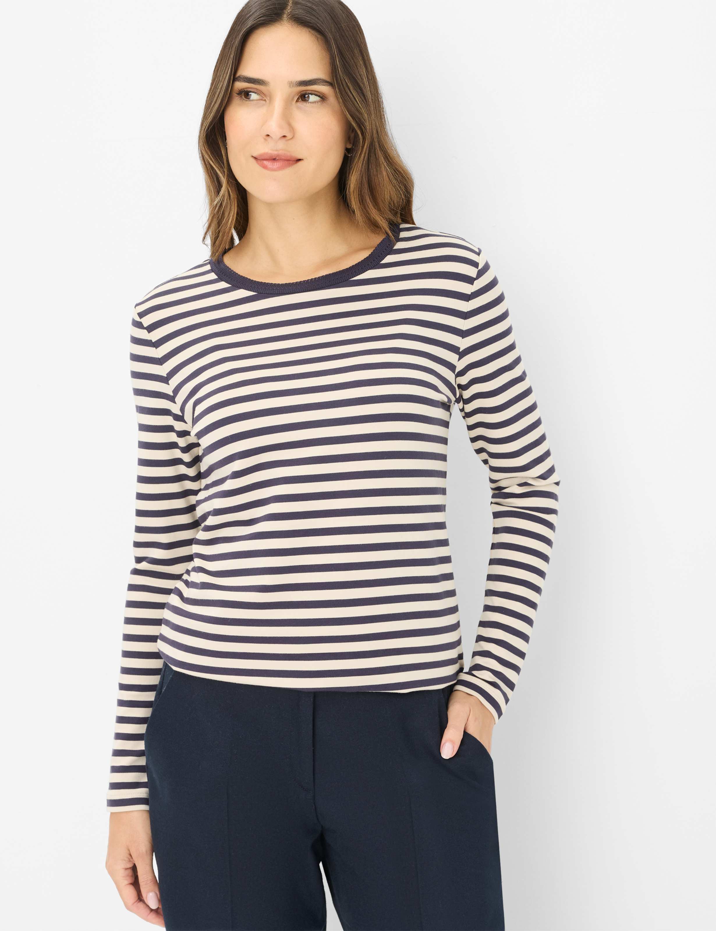 Thumbnail - Brax Damen Langarmshirt Style CARINA L midnight blue, dunkelblau, Gr. 36