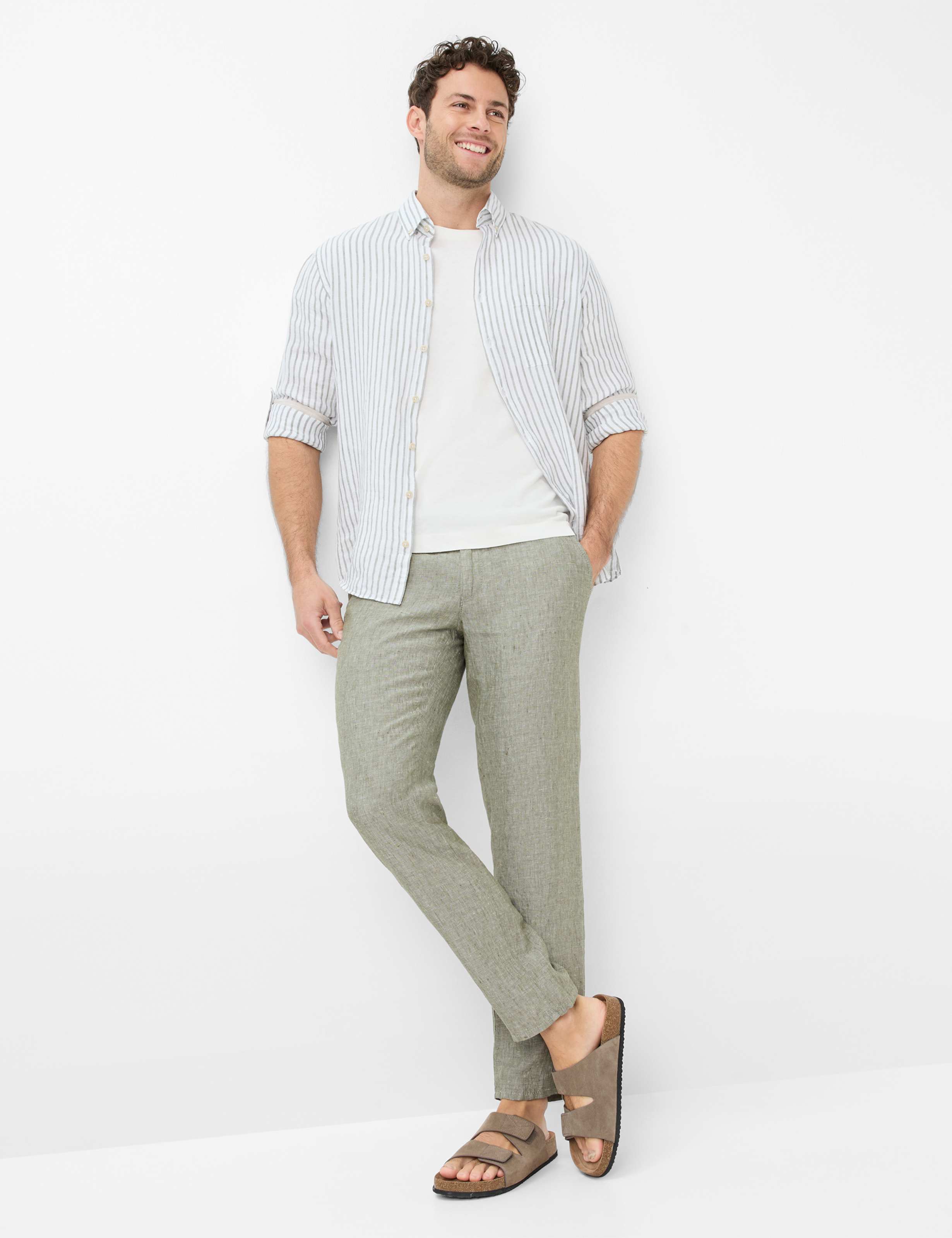 Herren Style FABIO Grün - Oliv Modern Fit Model Outfit