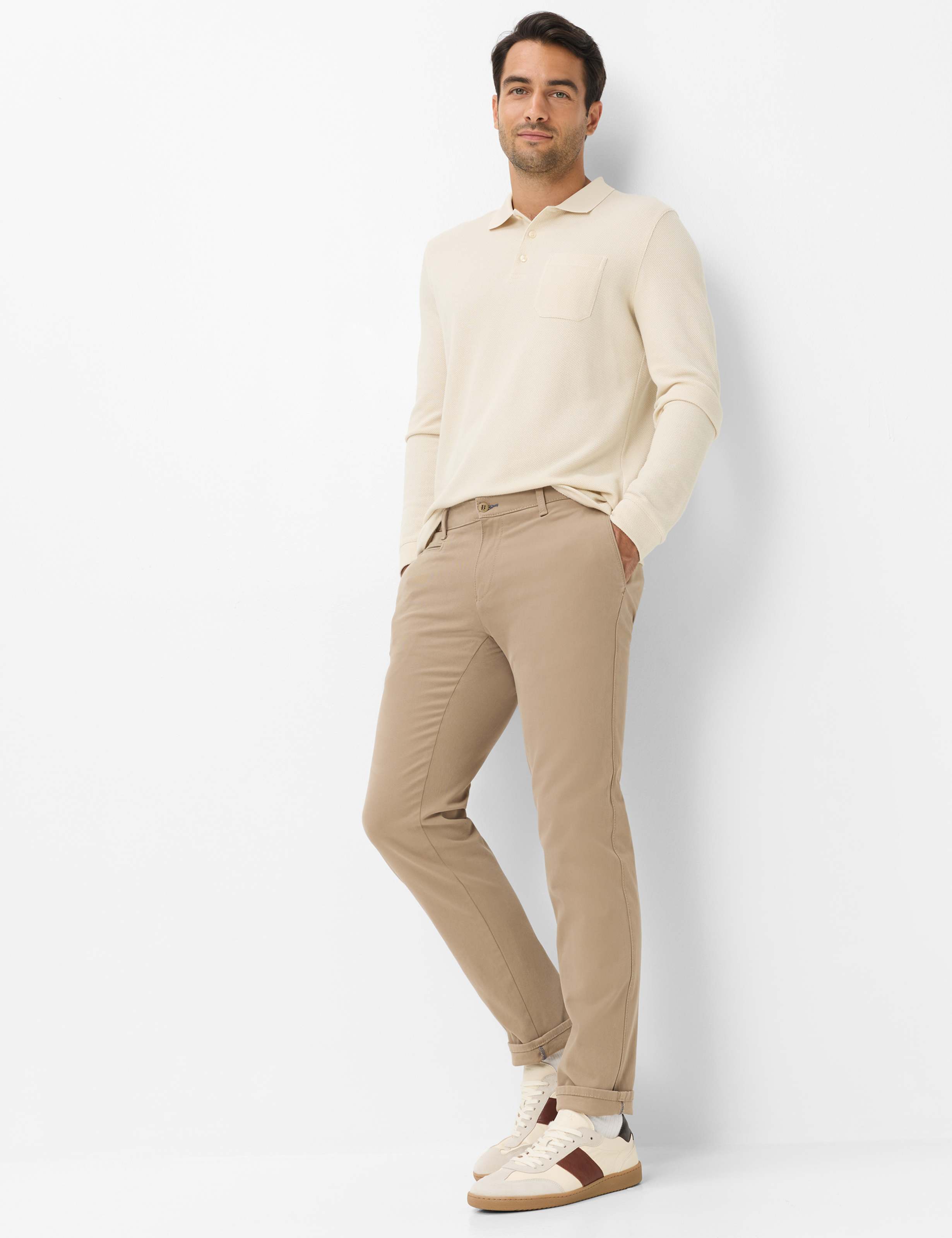 Men Style FABIO IN Beige Modern Fit Model Outfit