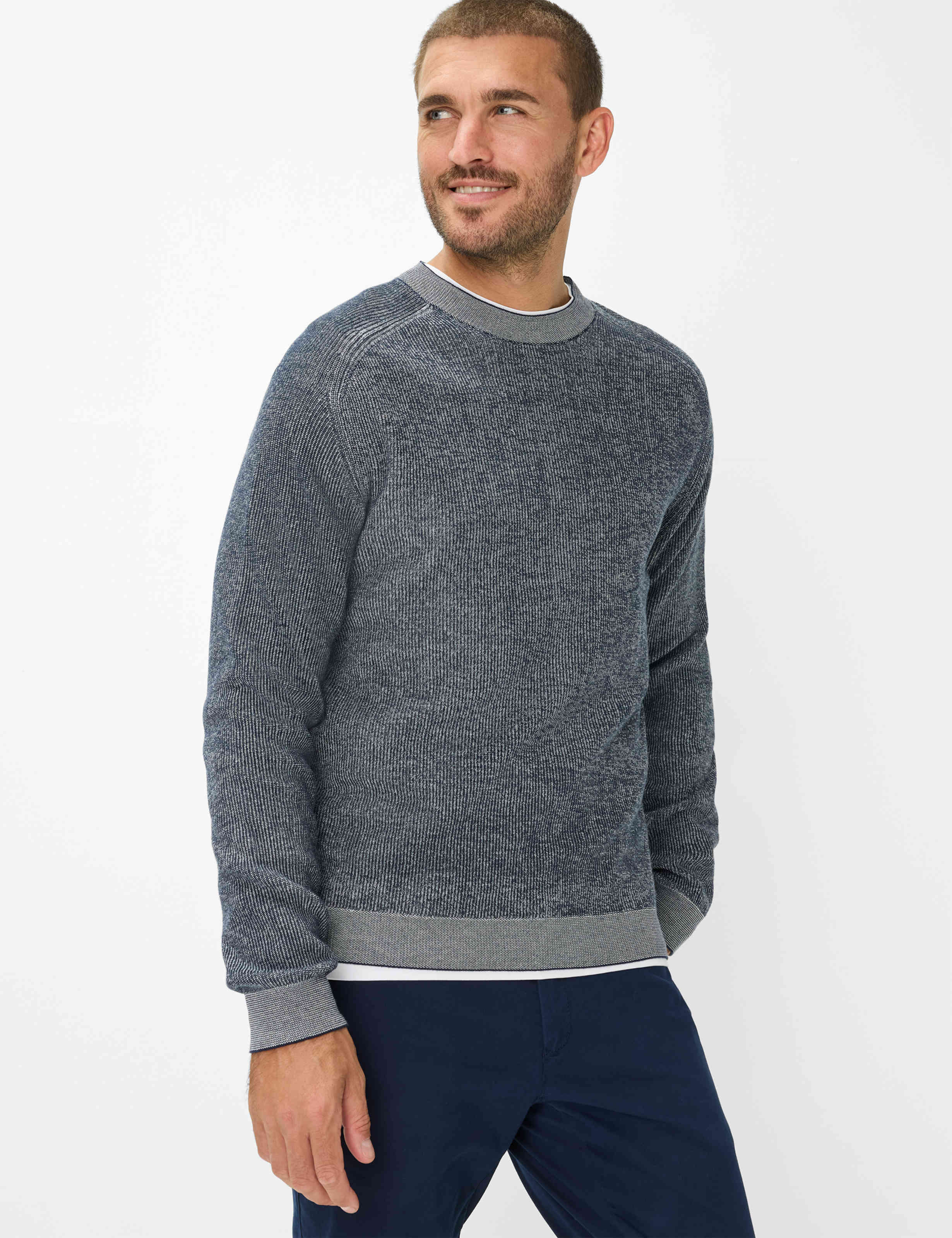Thumbnail - Brax Herren Strickpullover Style ROB universe, Blau, Gr. XXL