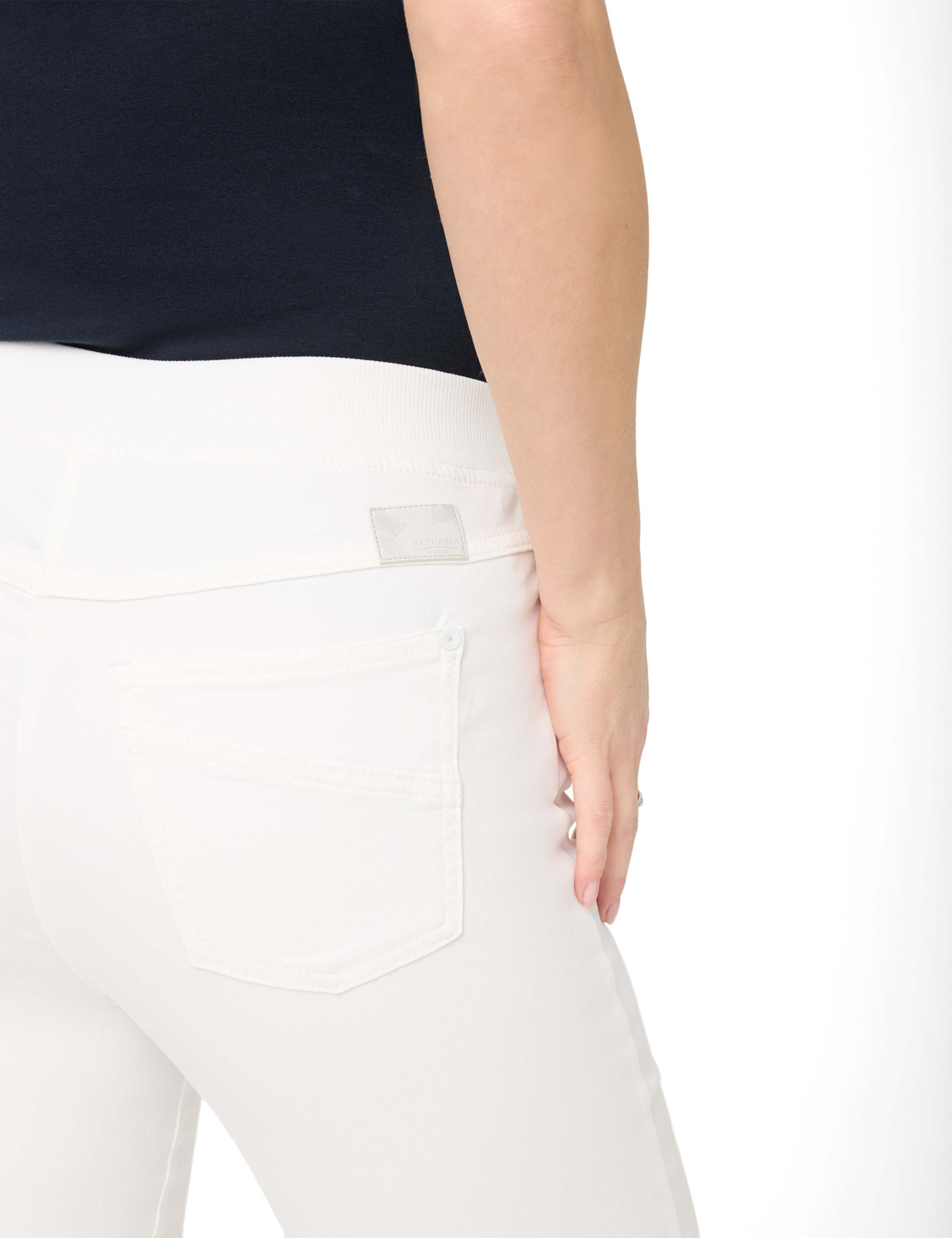 Dame Style PAMINA 6/8 Denim Hvid Slim Fit Detalje 2