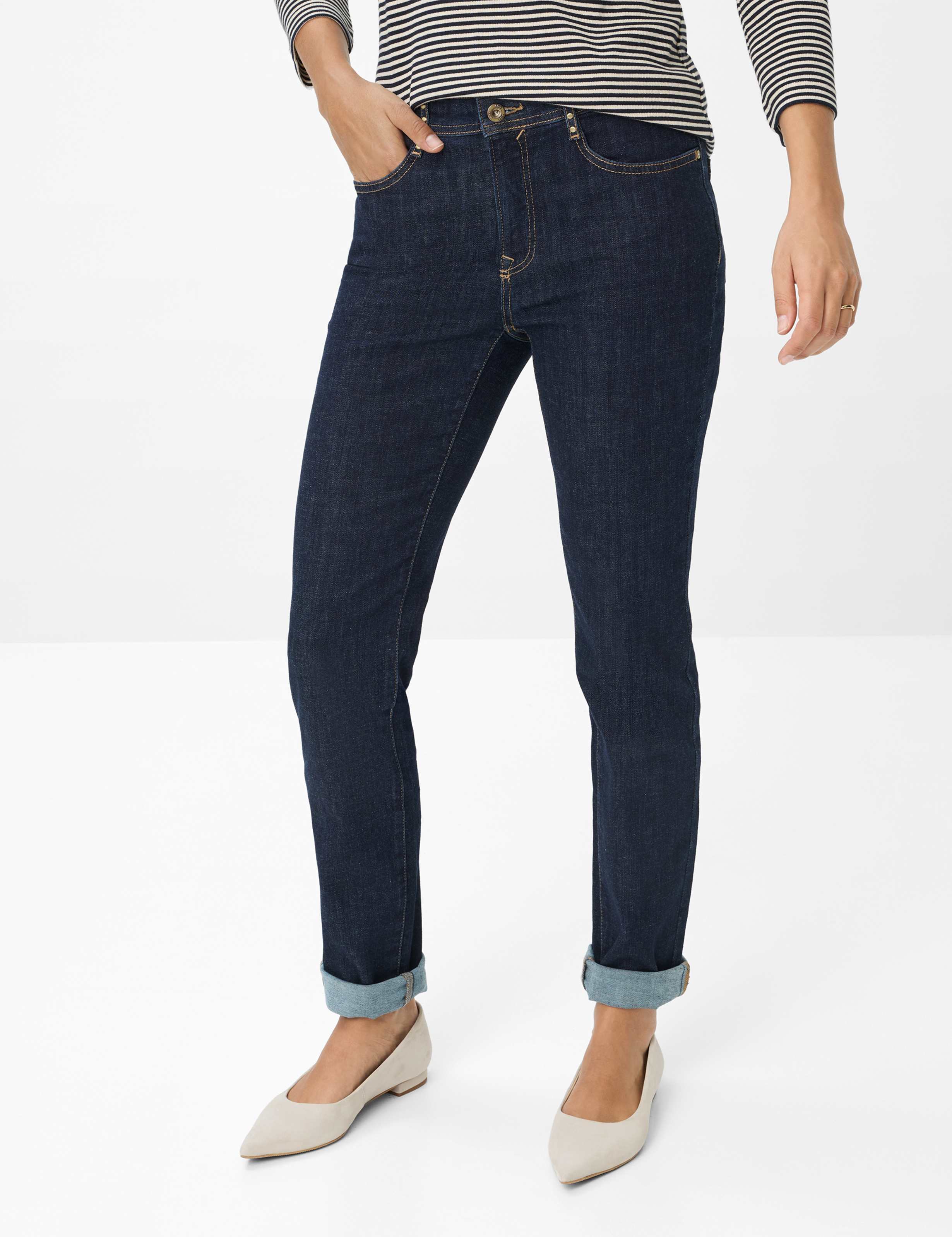 Thumbnail - Brax Damen Five-Pocket-Hose Style CAROLA CLEAN DARK BLUE, denim dunkelblau, Gr. 40