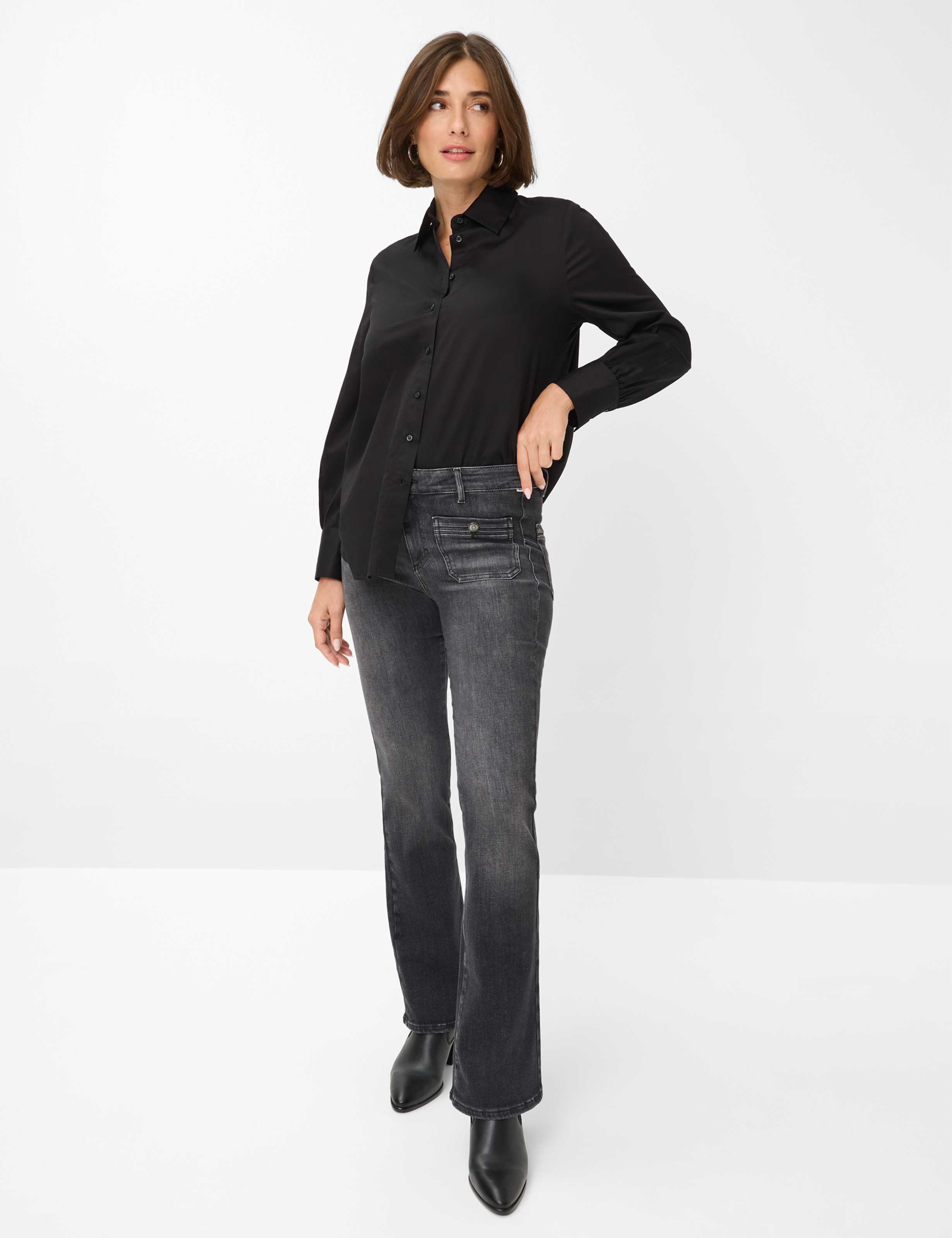Damen Style ANA Denim Grau Skinny Fit Model Outfit