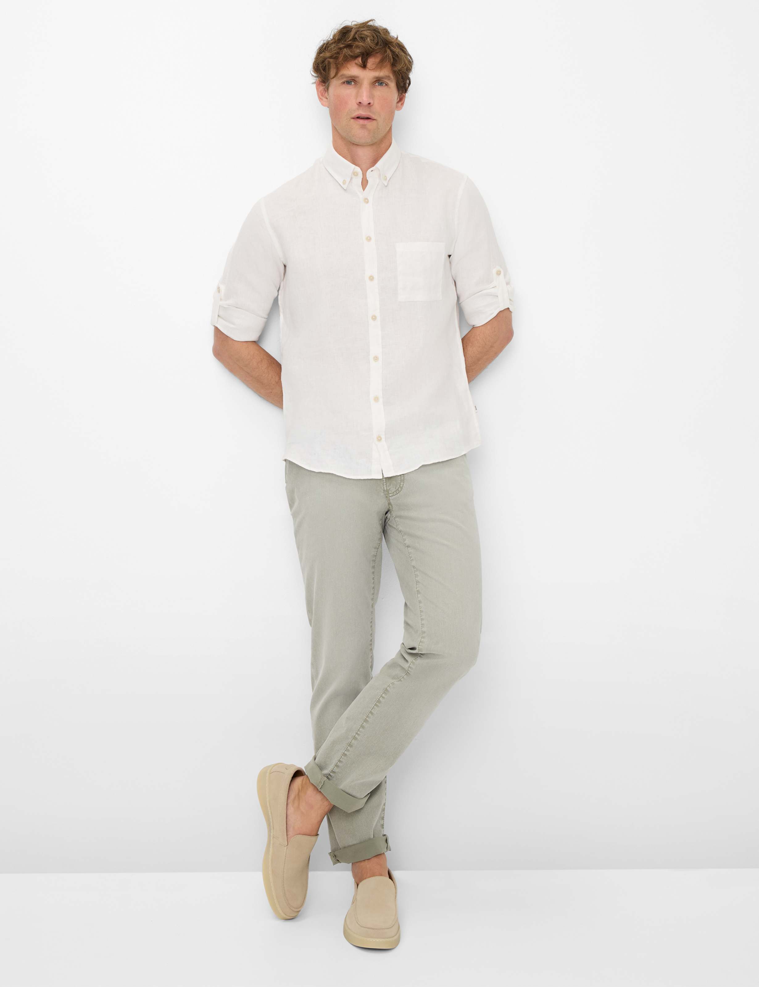 Men Style CHUCK Denim Light Green Modern Fit Model Outfit