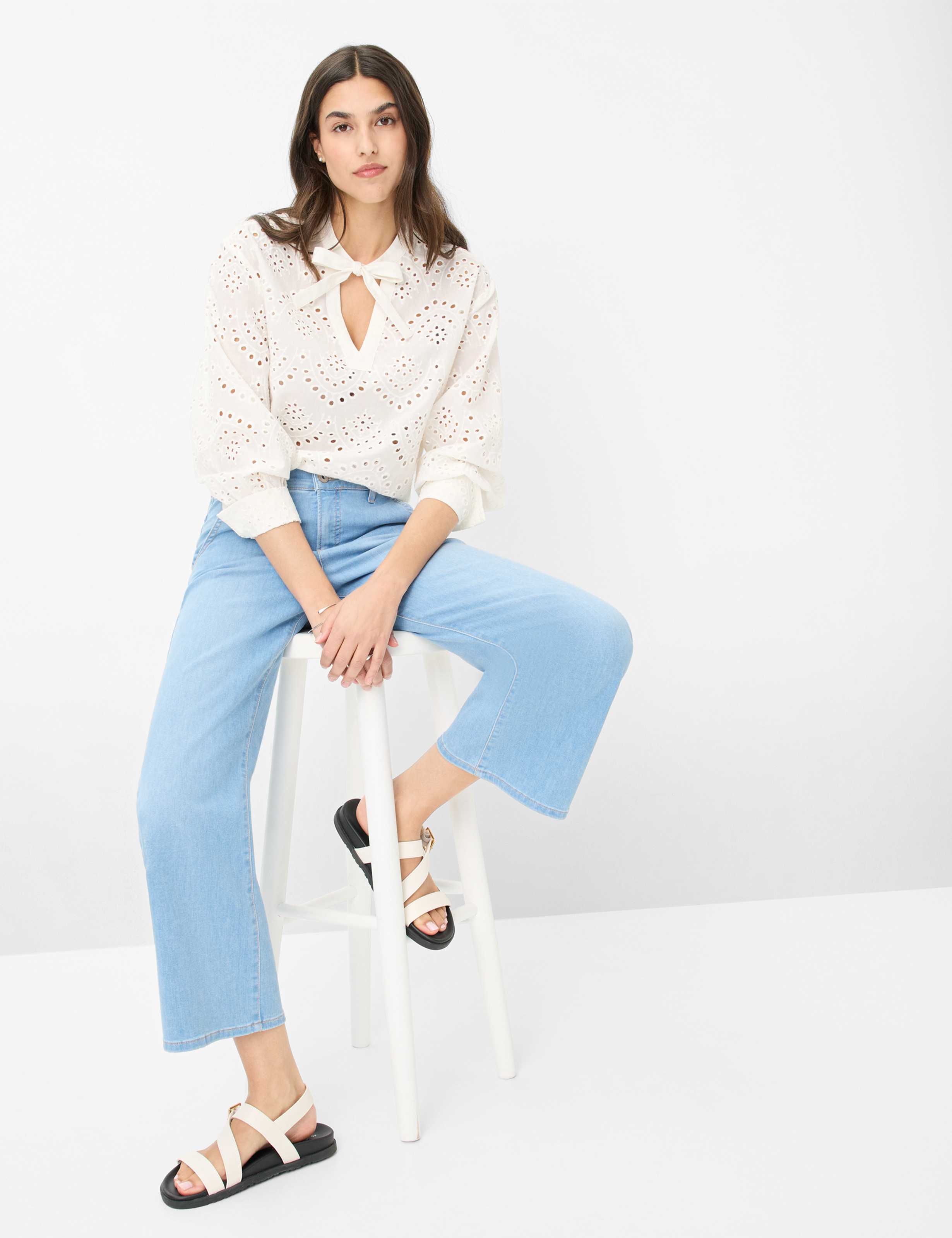 Damen Style MAINE S Denim Hellblau Wide Leg Detail 1