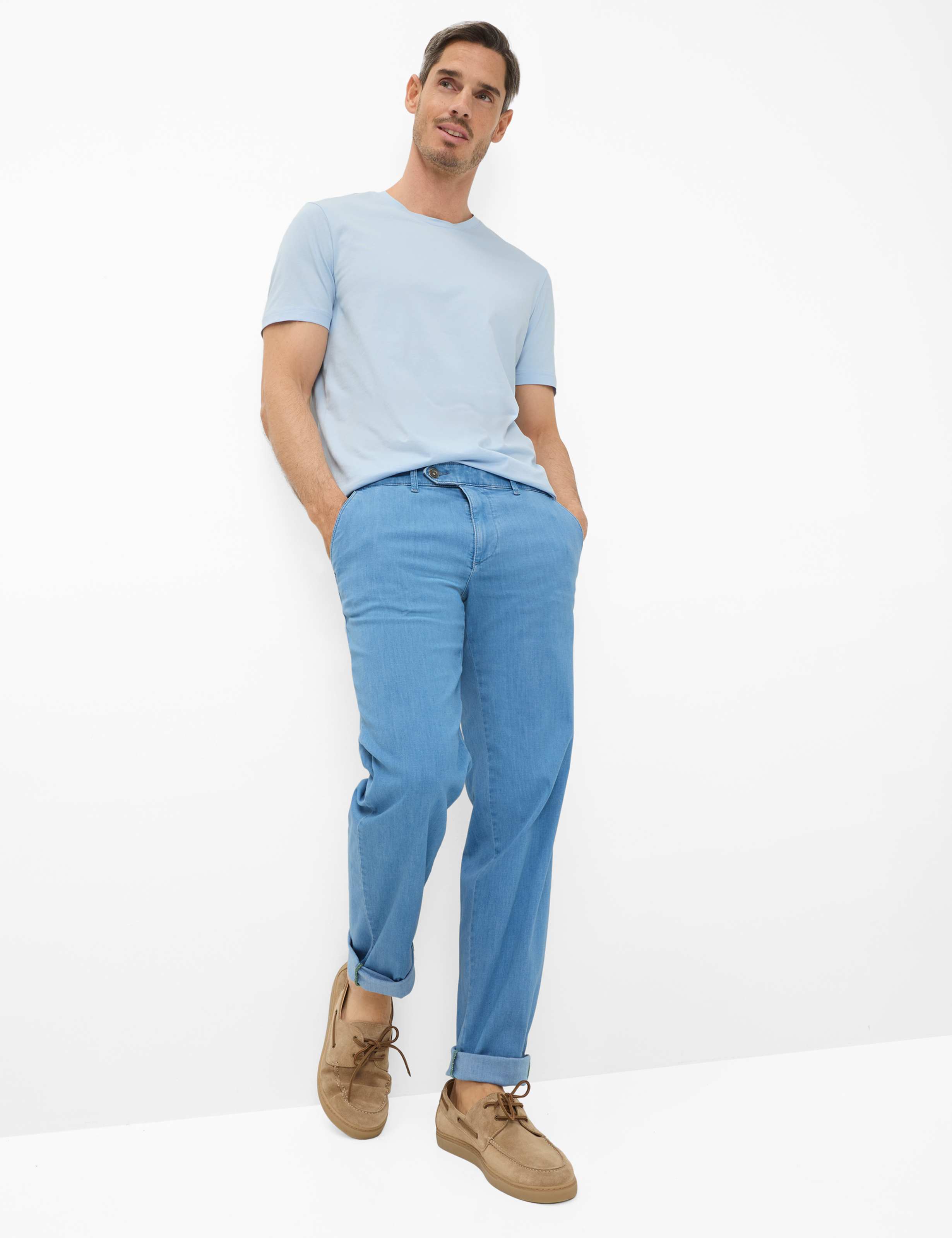 Heren Style JIM Denim Blauw Regular Fit Model outfit