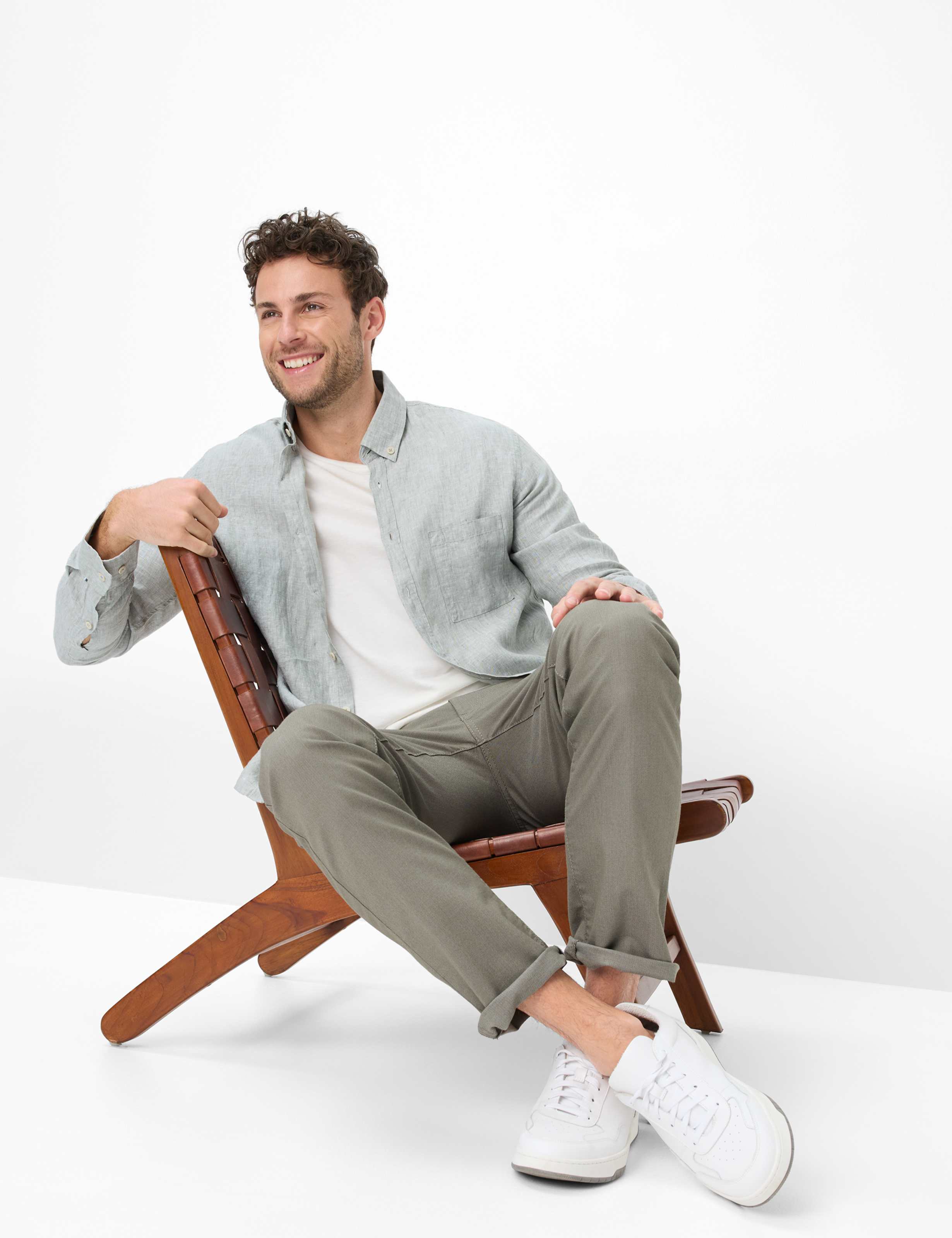 Herren Style CADIZ Grün - Oliv Straight Fit Detail 1