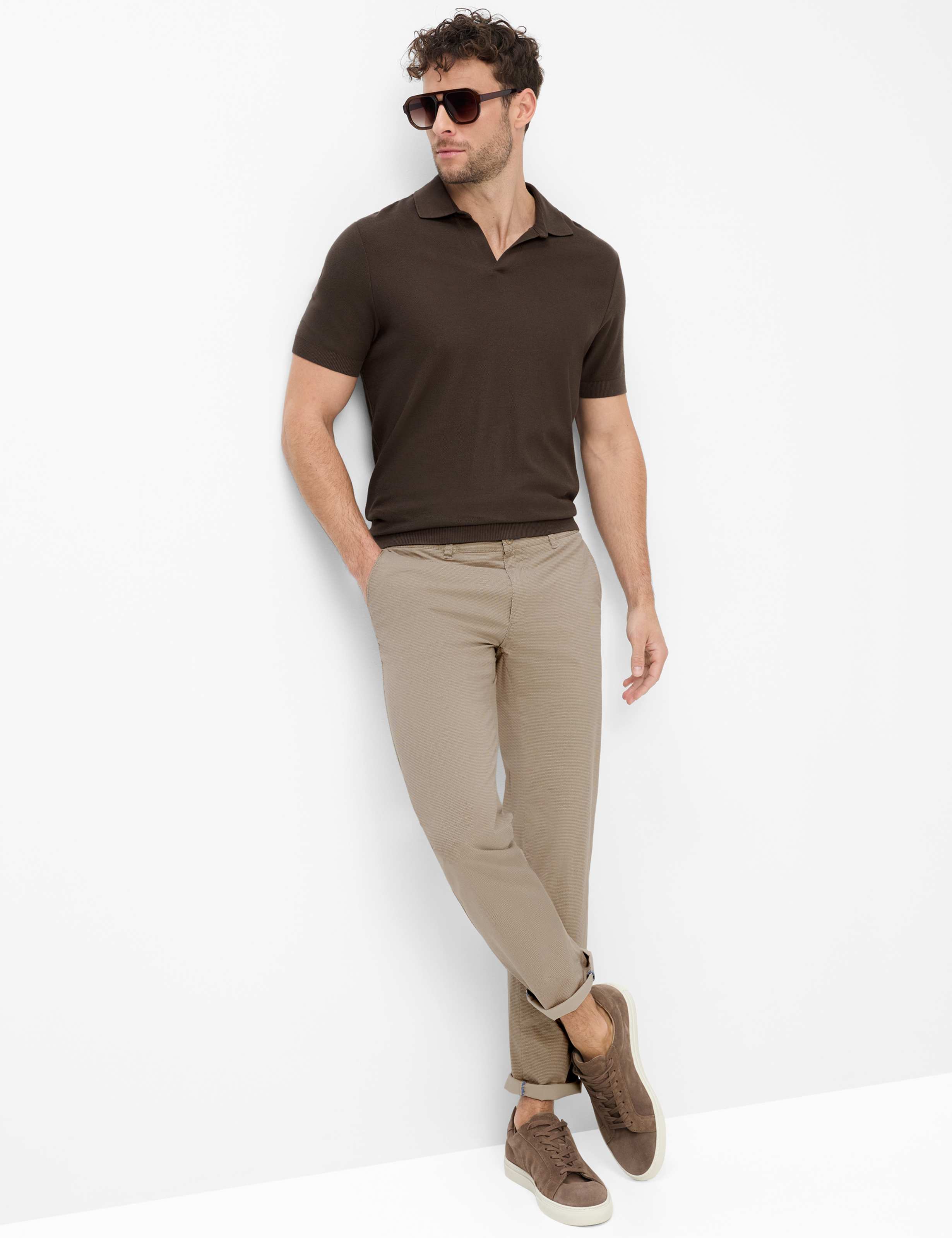 Homme Style FABIO Marron Clair Modern Fit Tenue du mannequin