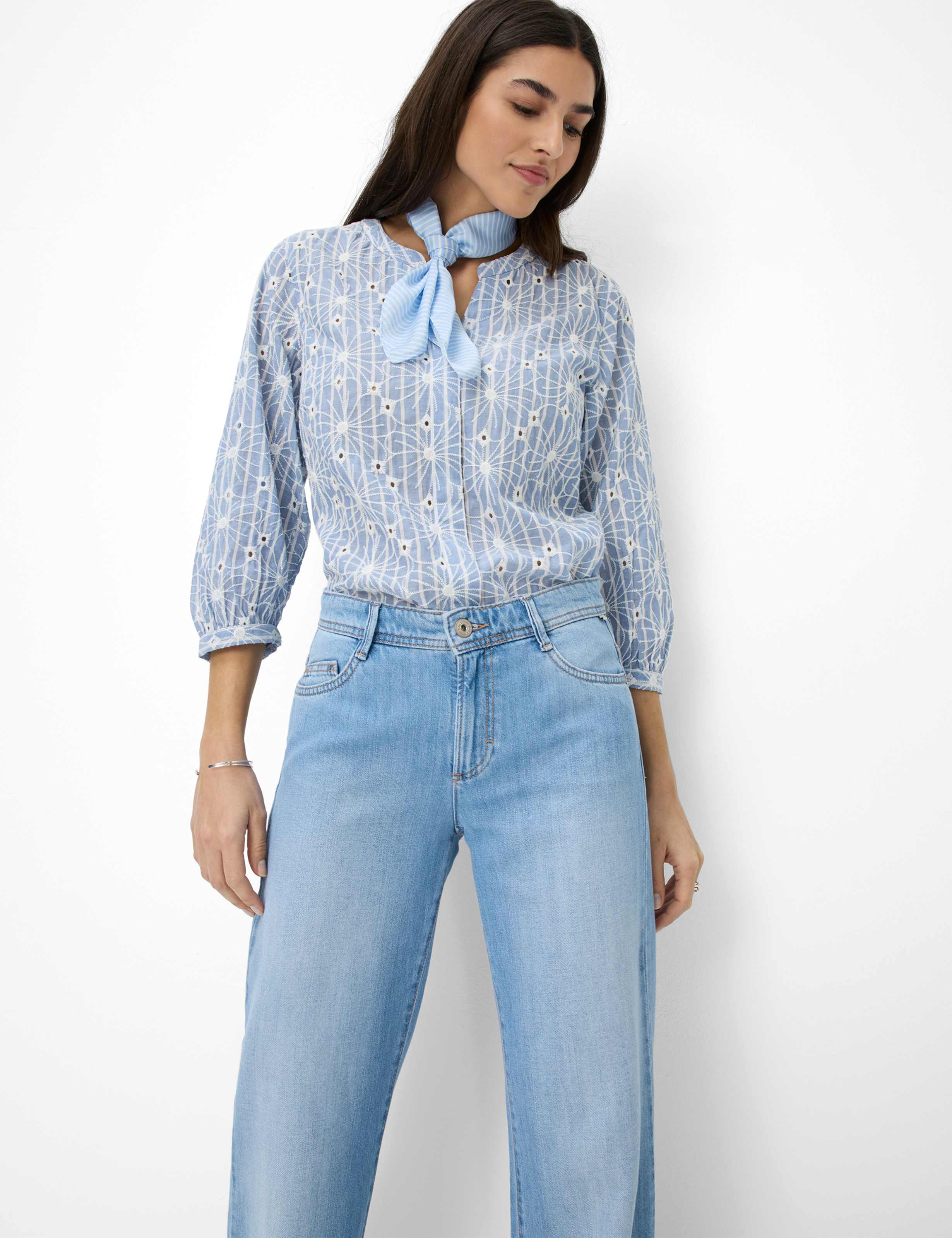 Damen Style MAINE Denim Hellblau Wide Leg Detail 1