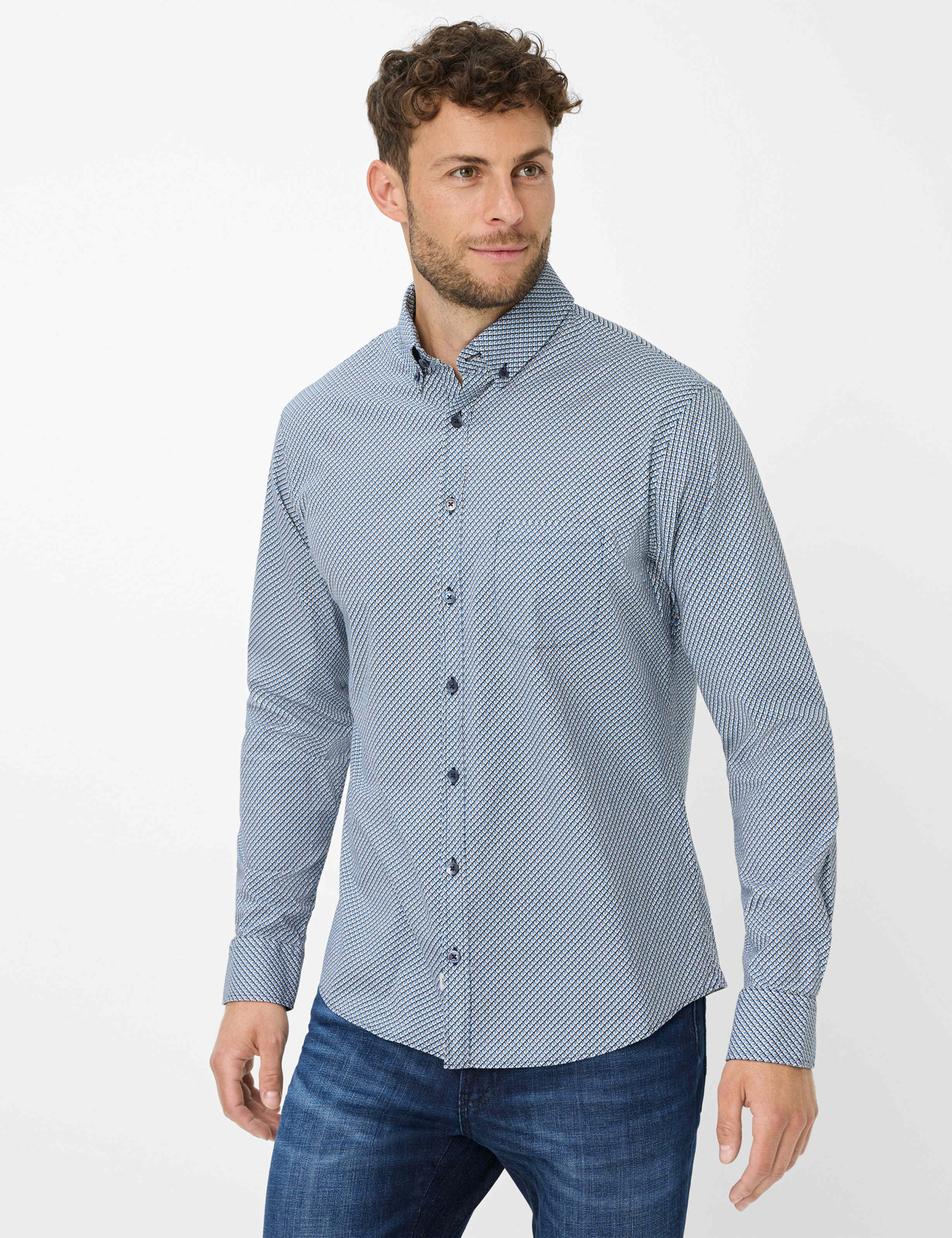 Thumbnail - Brax Herren Hemd Style DANIEL baltic, Blau, Gr. M