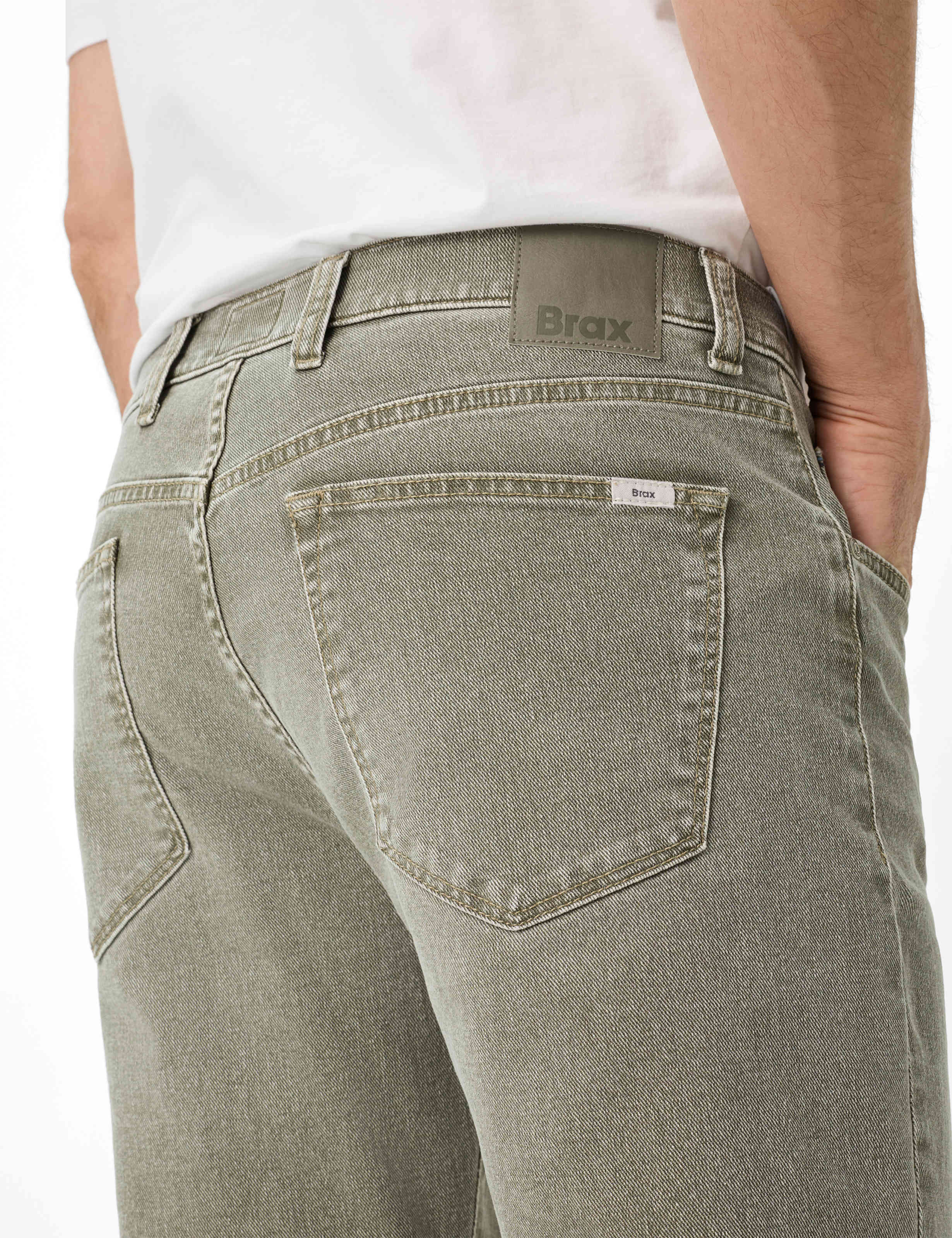 Men Style CLINT Denim Green - Khaki Straight Fit Detail 2