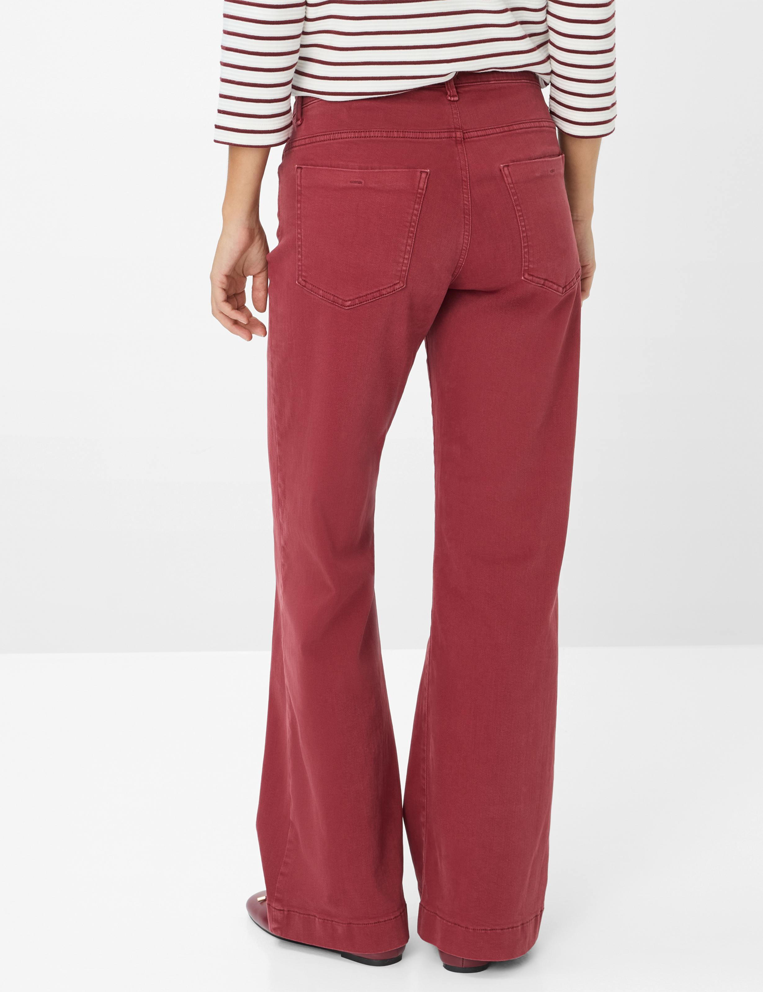 Damen Style MAINE Denim Dunkelrot Wide Leg Model Rueck
