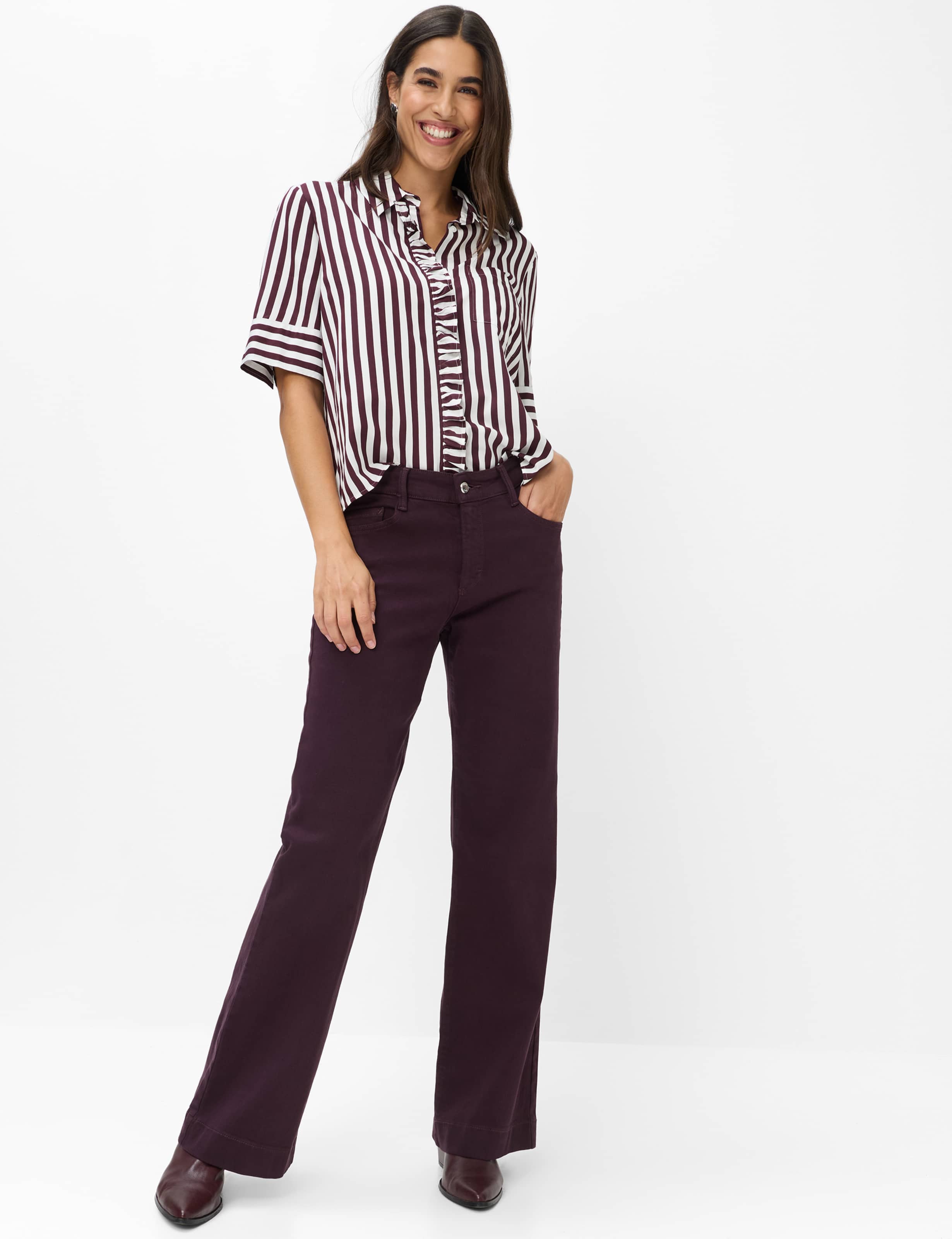 Women Style MAINE Denim Dark Purple Wide leg Model Outfit