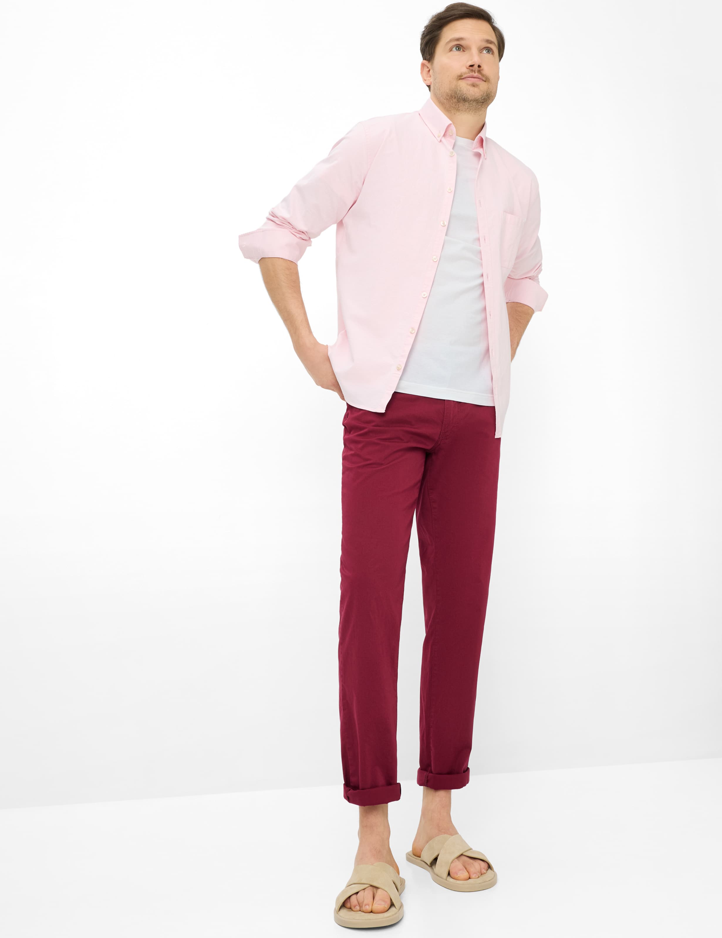 Herren Style CADIZ Dunkelrot Straight Fit Model Outfit