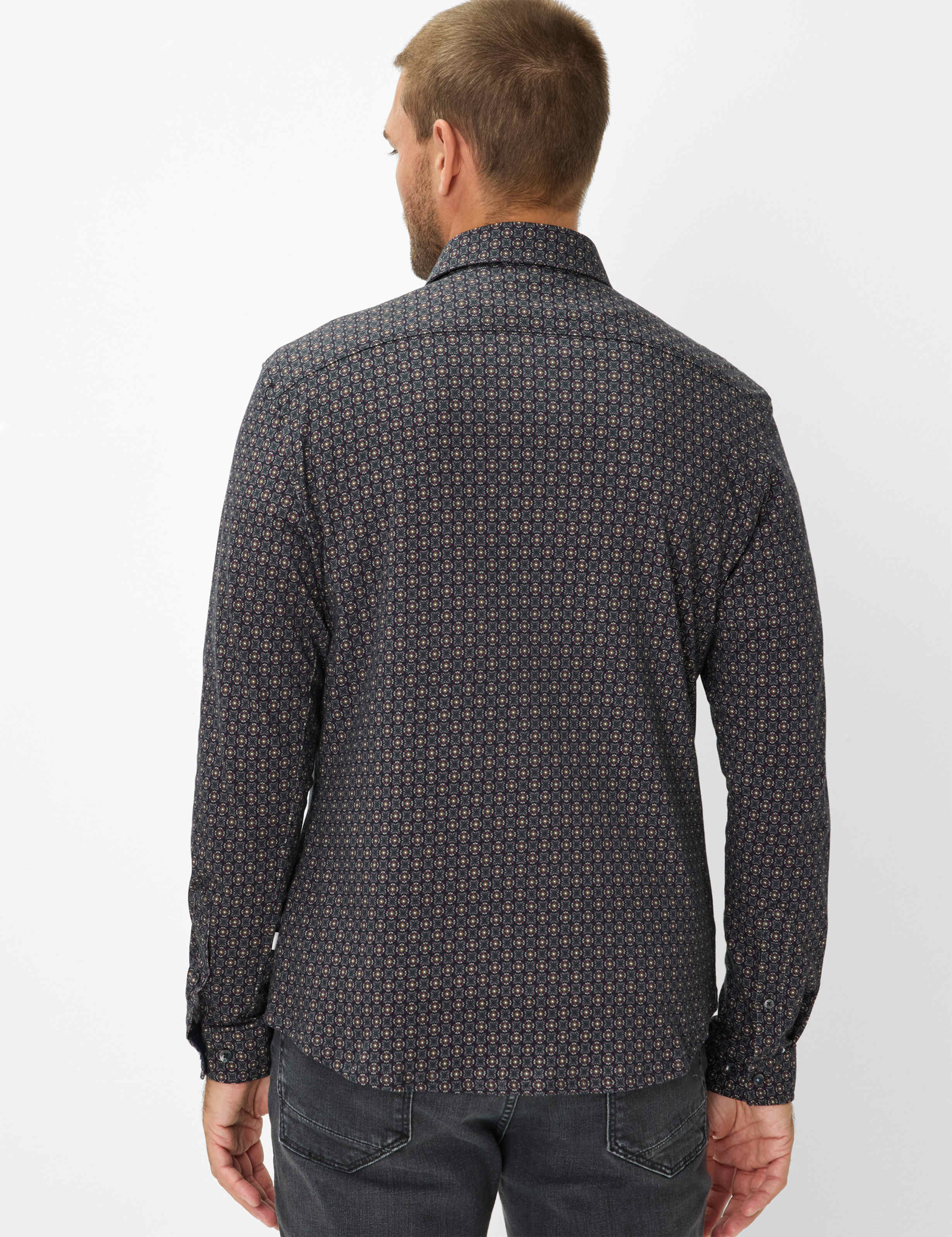 Thumbnail - Brax Herren Hemd Style HAROLD velvet, dunkelblau, Gr. M