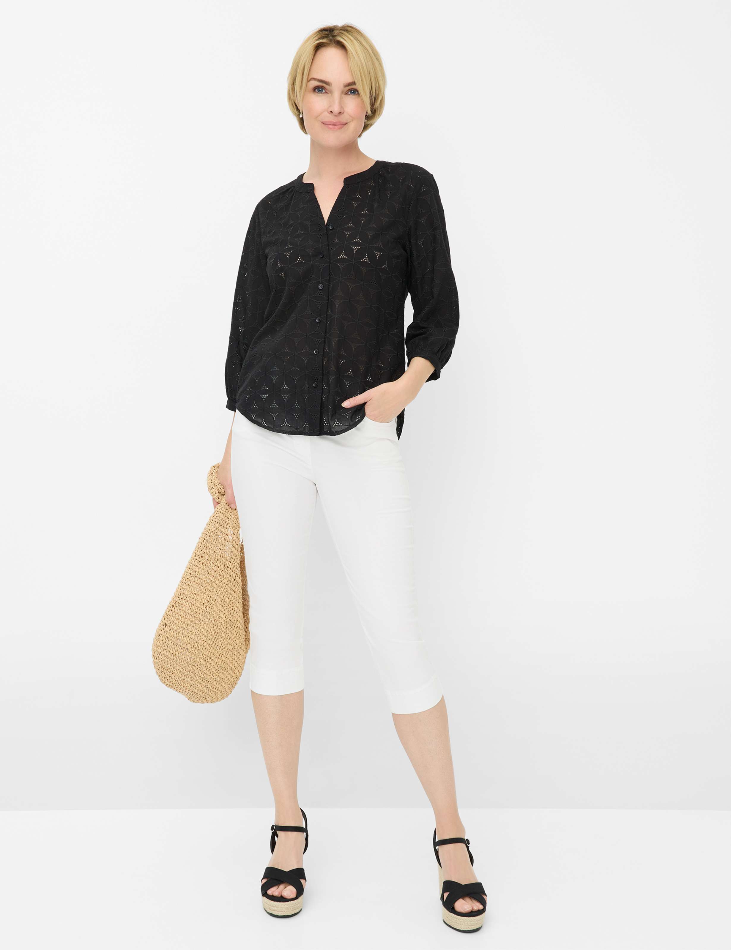 Damen Style PAMINA CAPRI Weiß Slim Fit Model Outfit