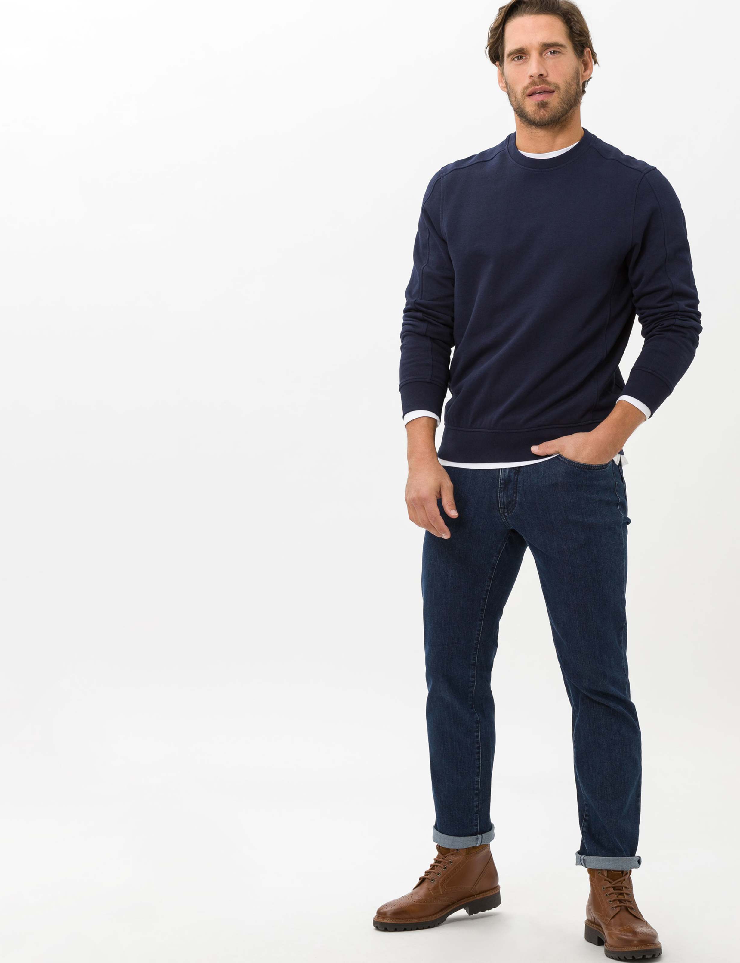 Herren Style CADIZ Denim Blau Straight Fit Model Outfit
