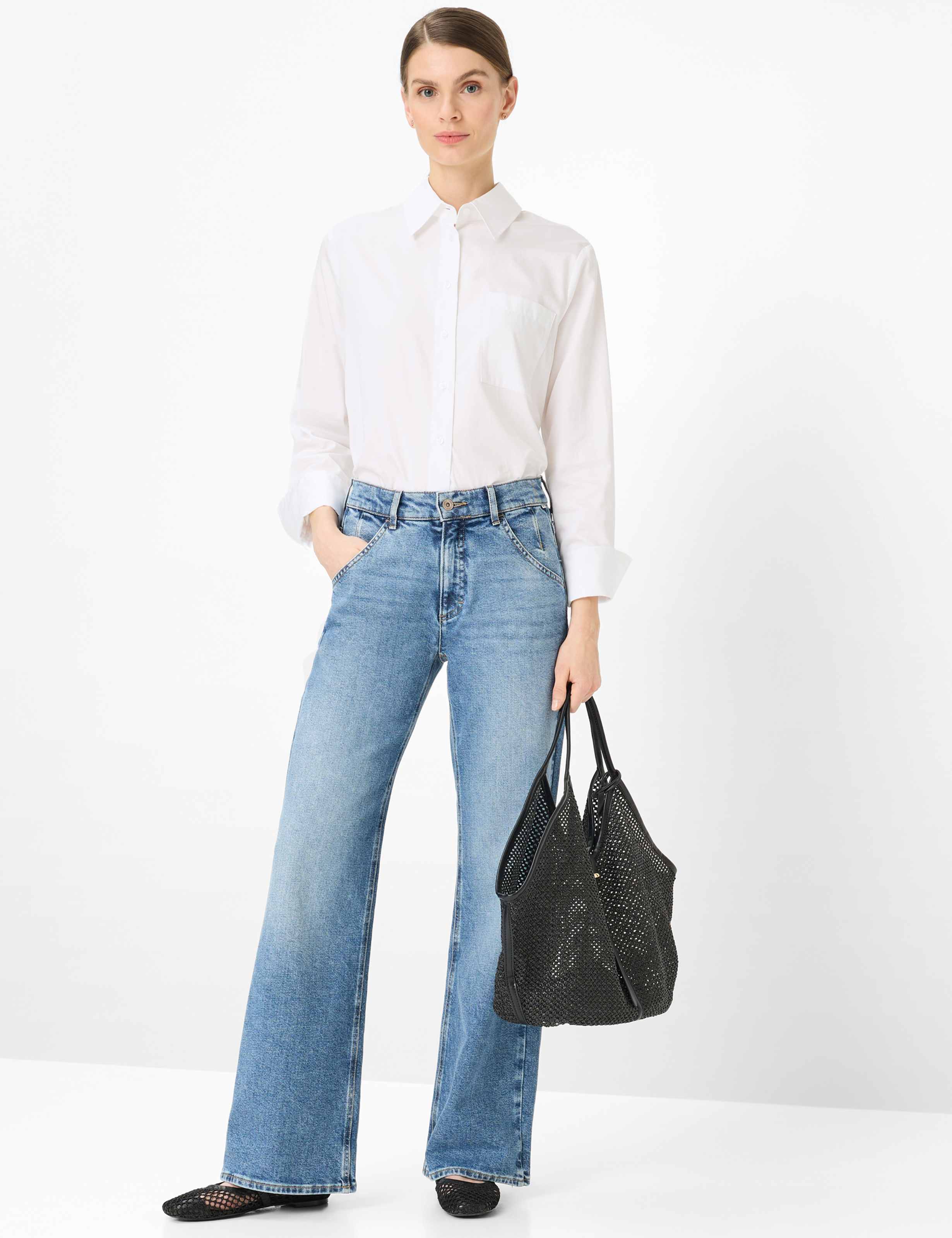 Dames Style MAINE Denim Blauw Wide Leg Model outfit