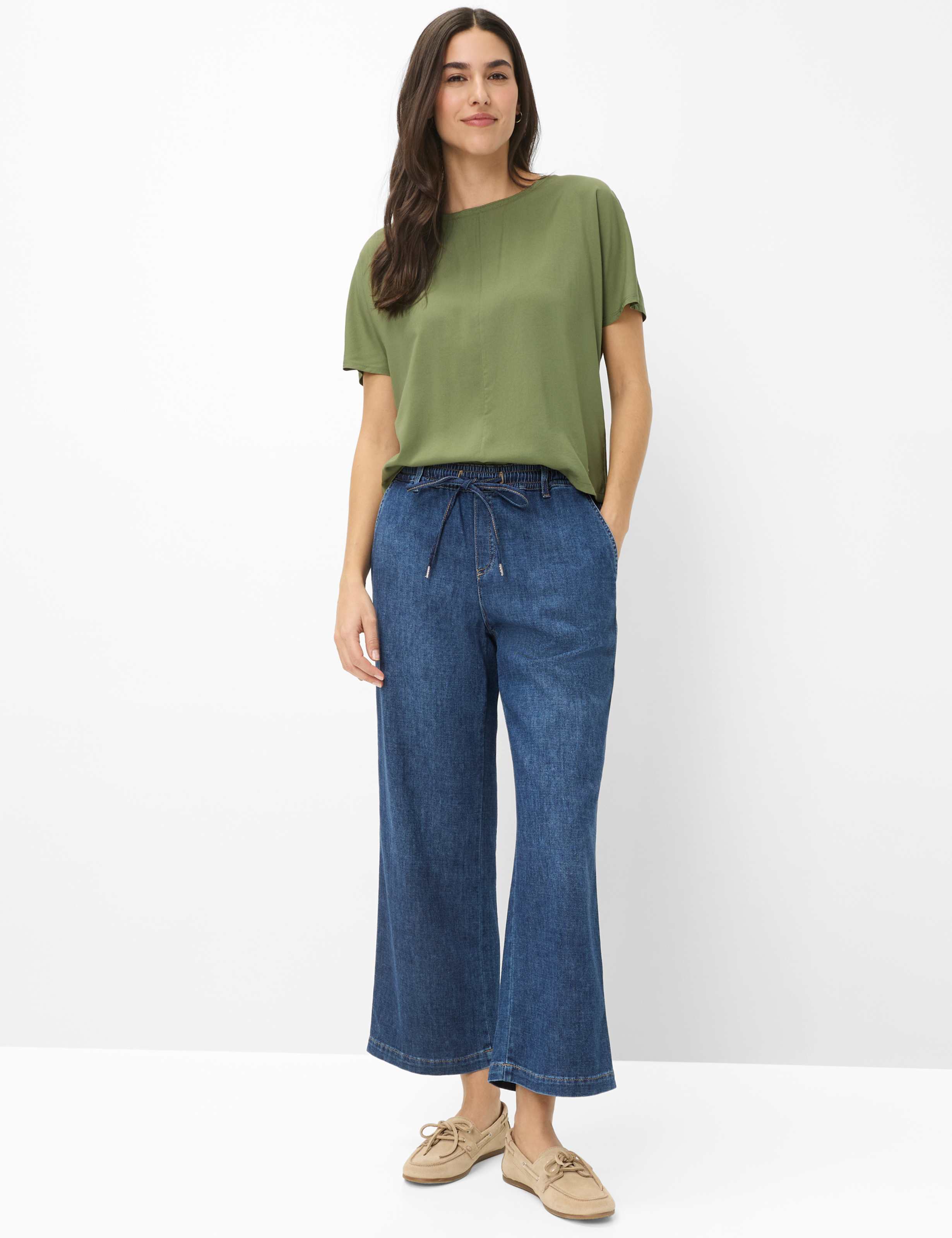 Femme Style MAINE S Denim Bleu Wide Leg Tenue du mannequin