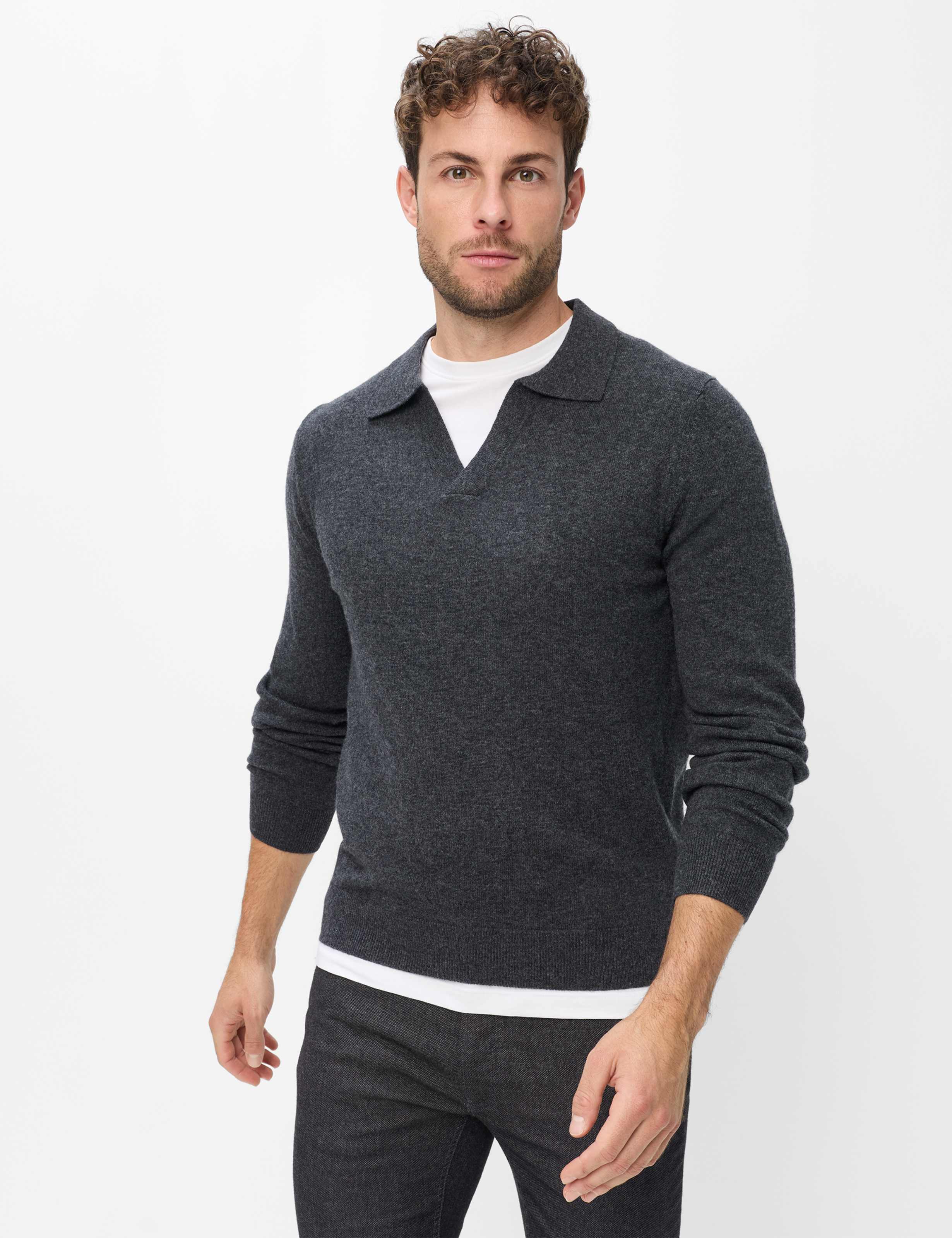 Brax Heren Trui  Style PASCAL cement, donkergrijs, maat S