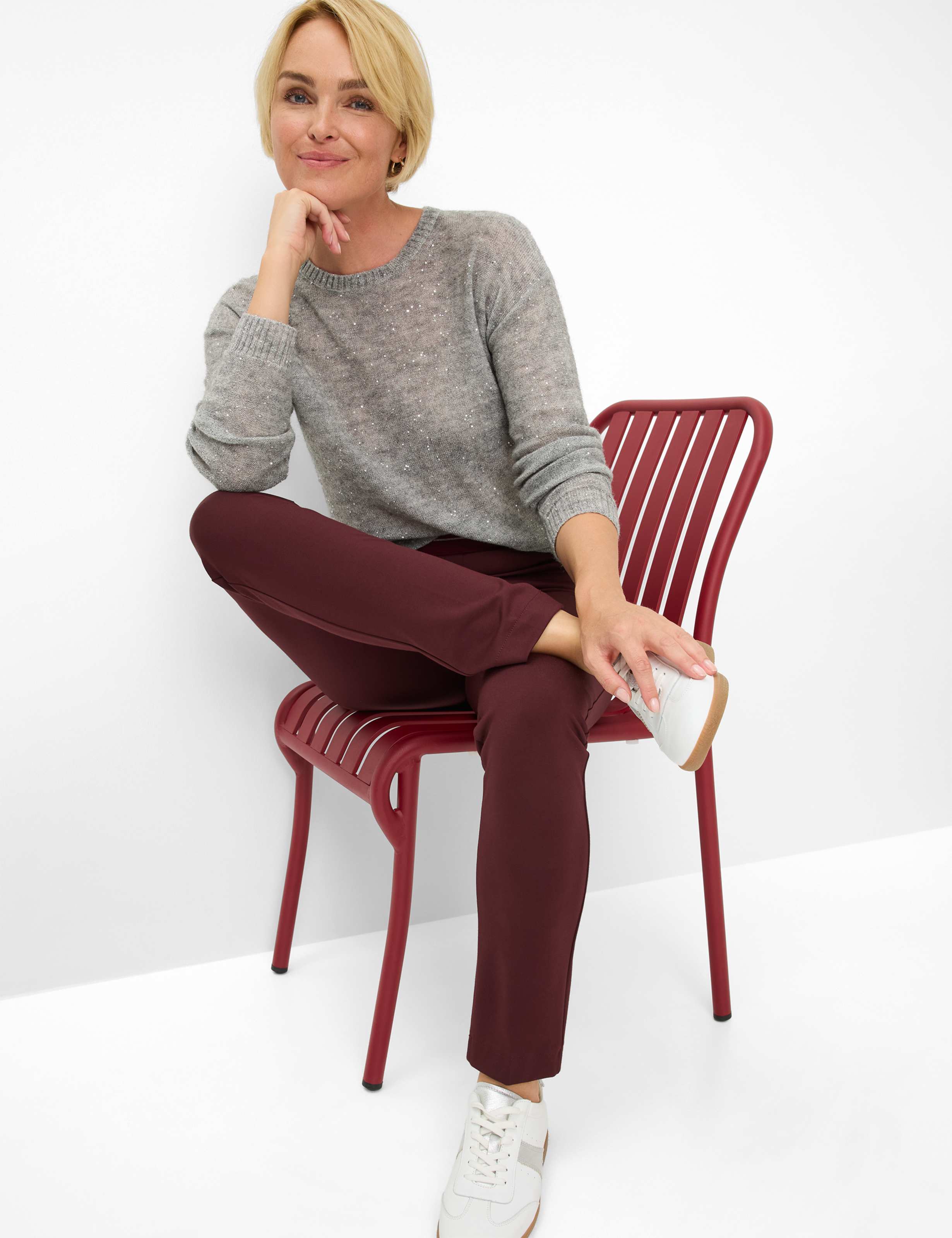 Femme Style LILLYTH Rouge Foncé Super Slim Fit Détail 1